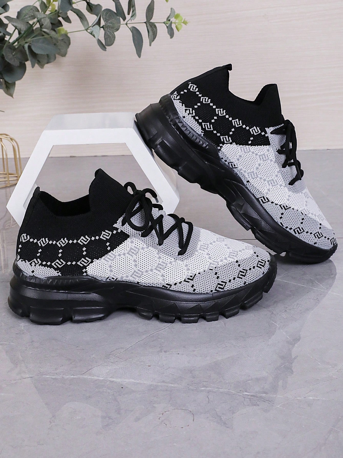 Women Colorblock Lace Up Casual Outdoor Sports Shoes