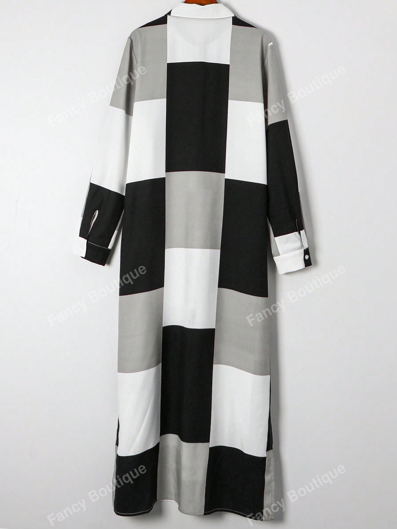 Women Fashion Collared Long Sleeve Color Block Button Up Dress,Ladies Casual Button,Button Front,Split Long Sleeve Shirt Collar Regular Fit Long Multicolor Regular Sleeve Colorblock,Plaid Shirt Women Long Dresses,Spring/Fall,Casual Daily Wear