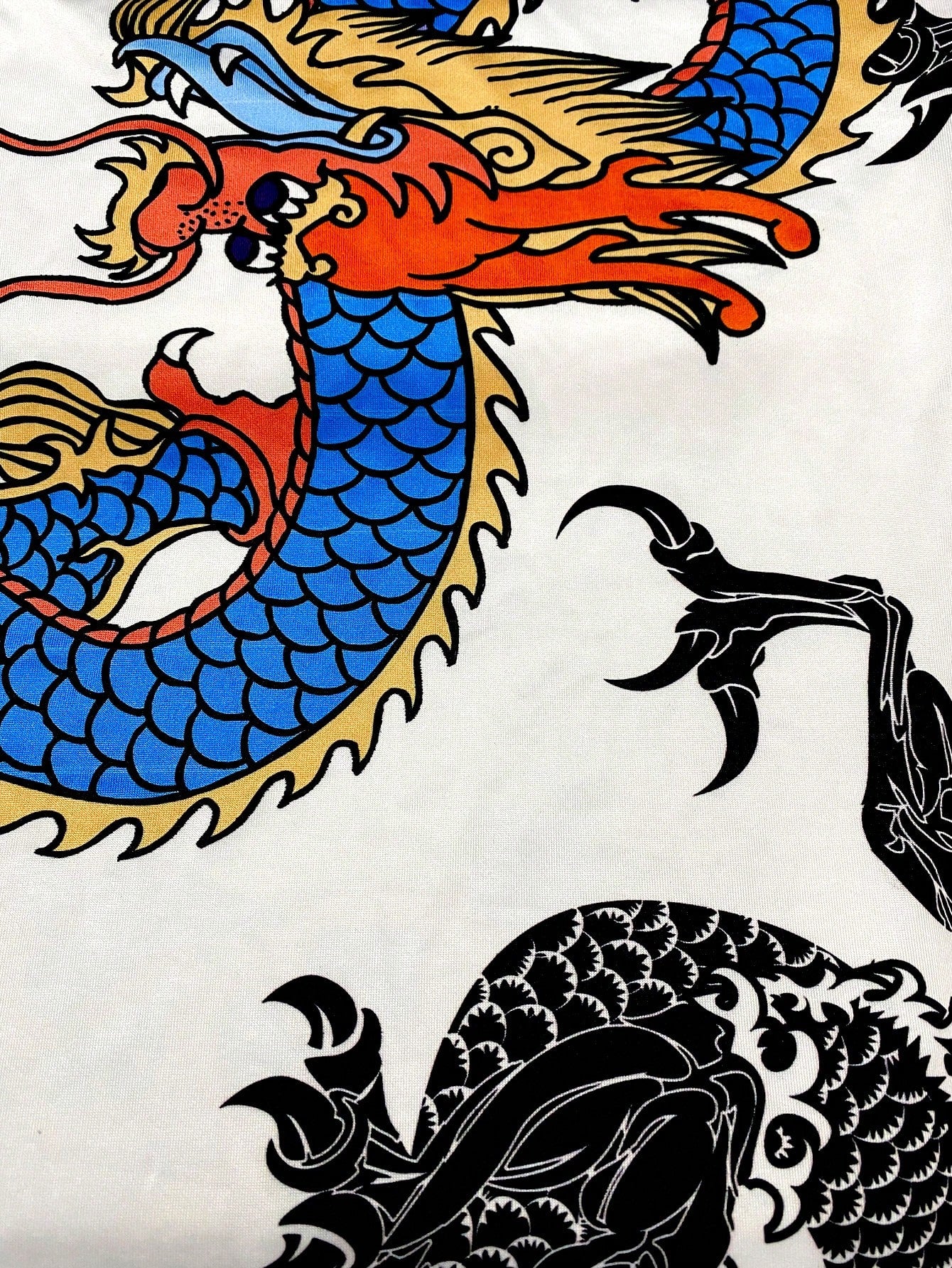 Unity Chinese Dragon Print Random Cut Women Summer Stand Collar Short Sleeve Elegant Dress