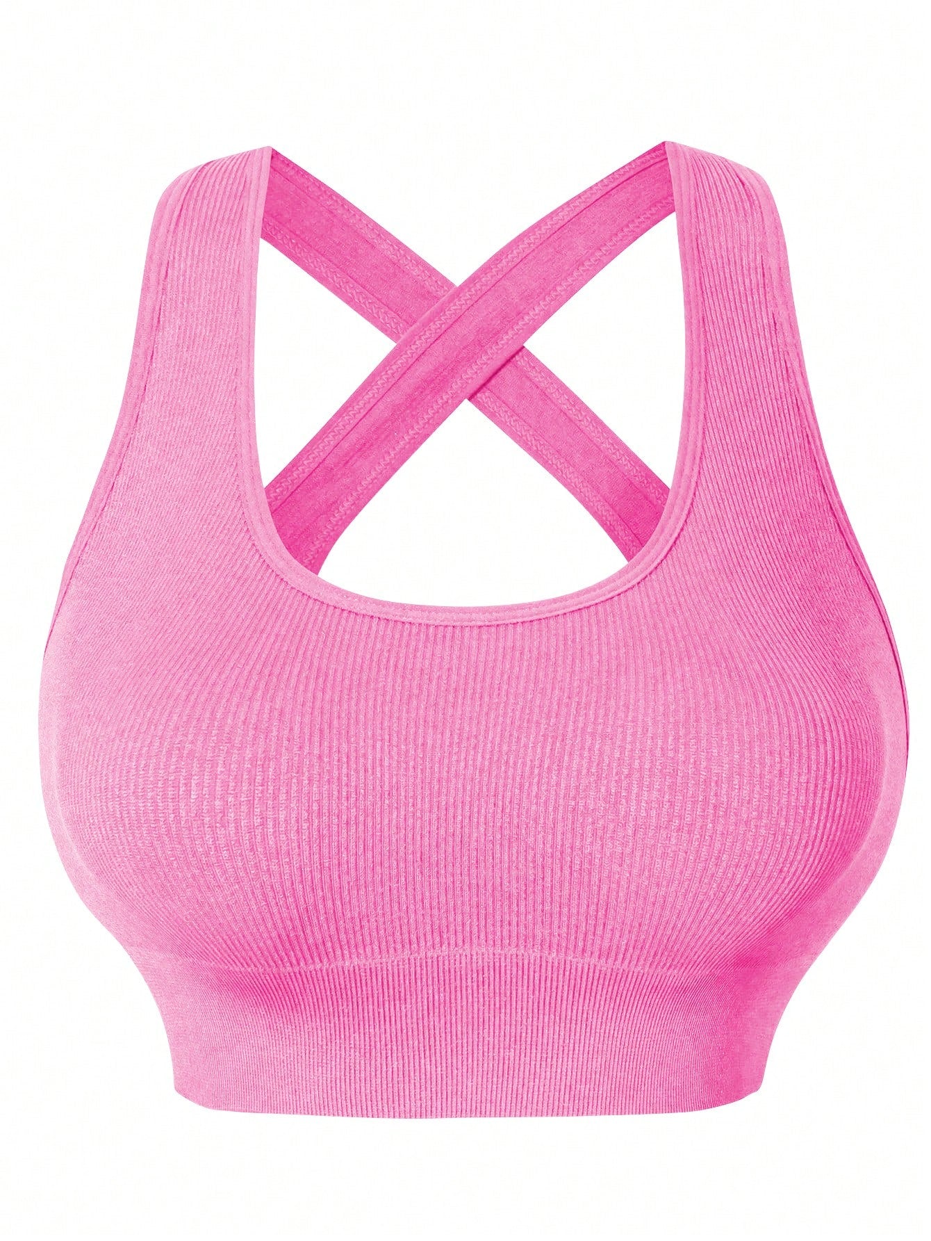 Sport Studio Women's Solid Color Ribbed & Slim Fit Yoga Sportswear Set