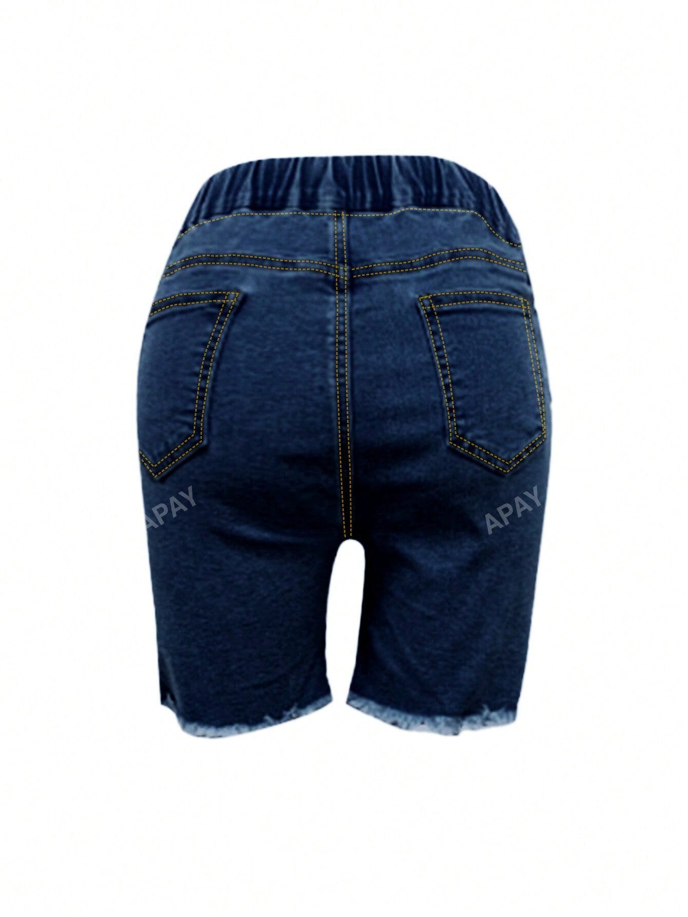 Ripped Elastic Waistband Denim Shorts