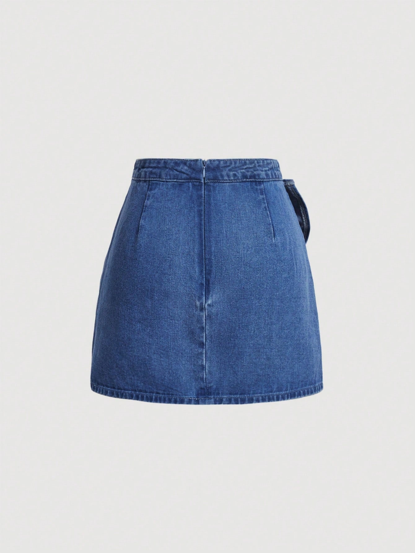 MOD High Waisted Blue Denim Mini Skirt With Bowknot For Women