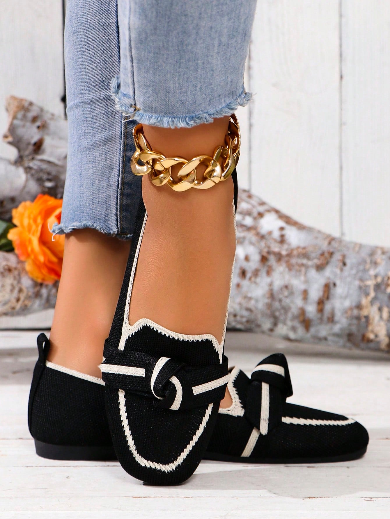 New Fashion Women Flat Loafers, Breathable Fabric Slip-On Shoes For Women, Square Toe Flat Shoes, All Season