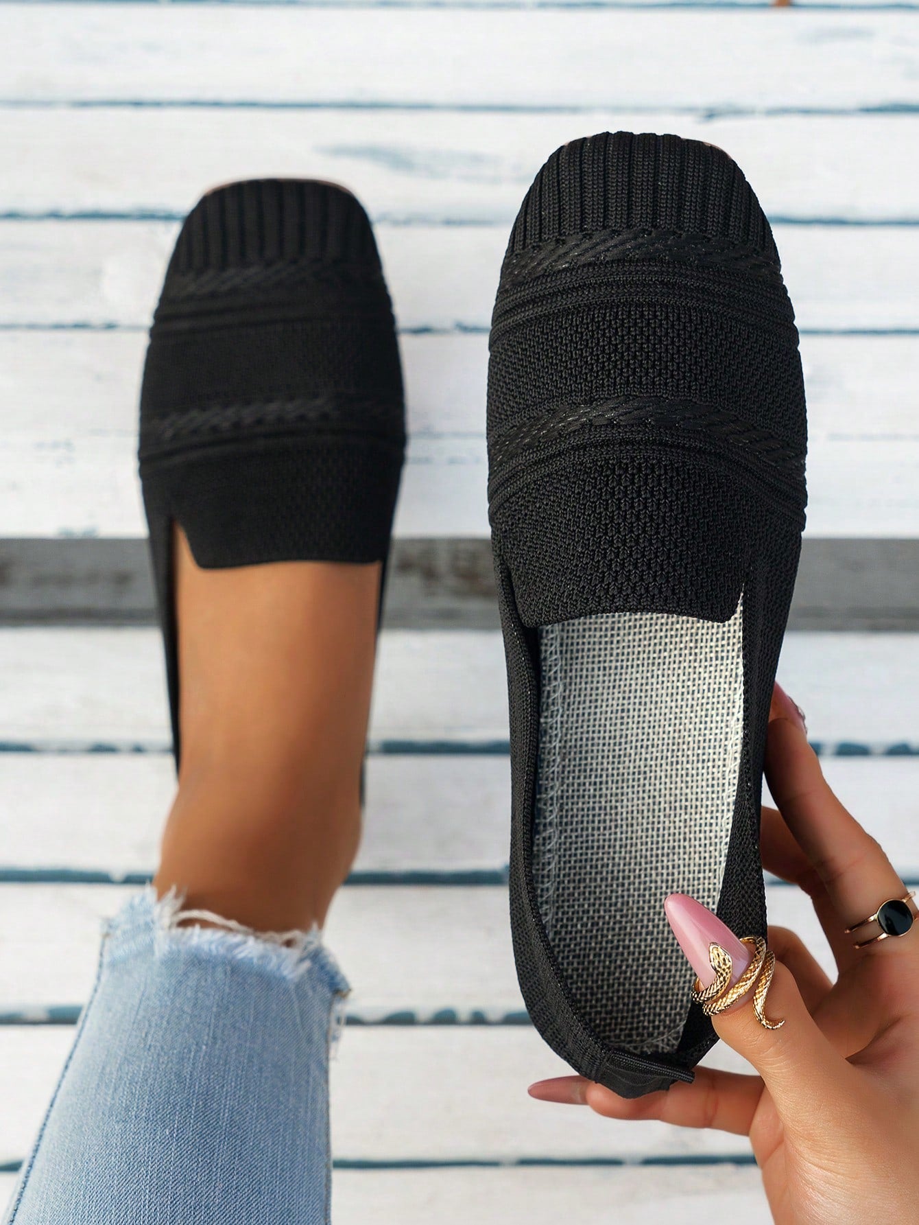 Outdoor Fashion Square Toe Breathable Women's Flat Shoes