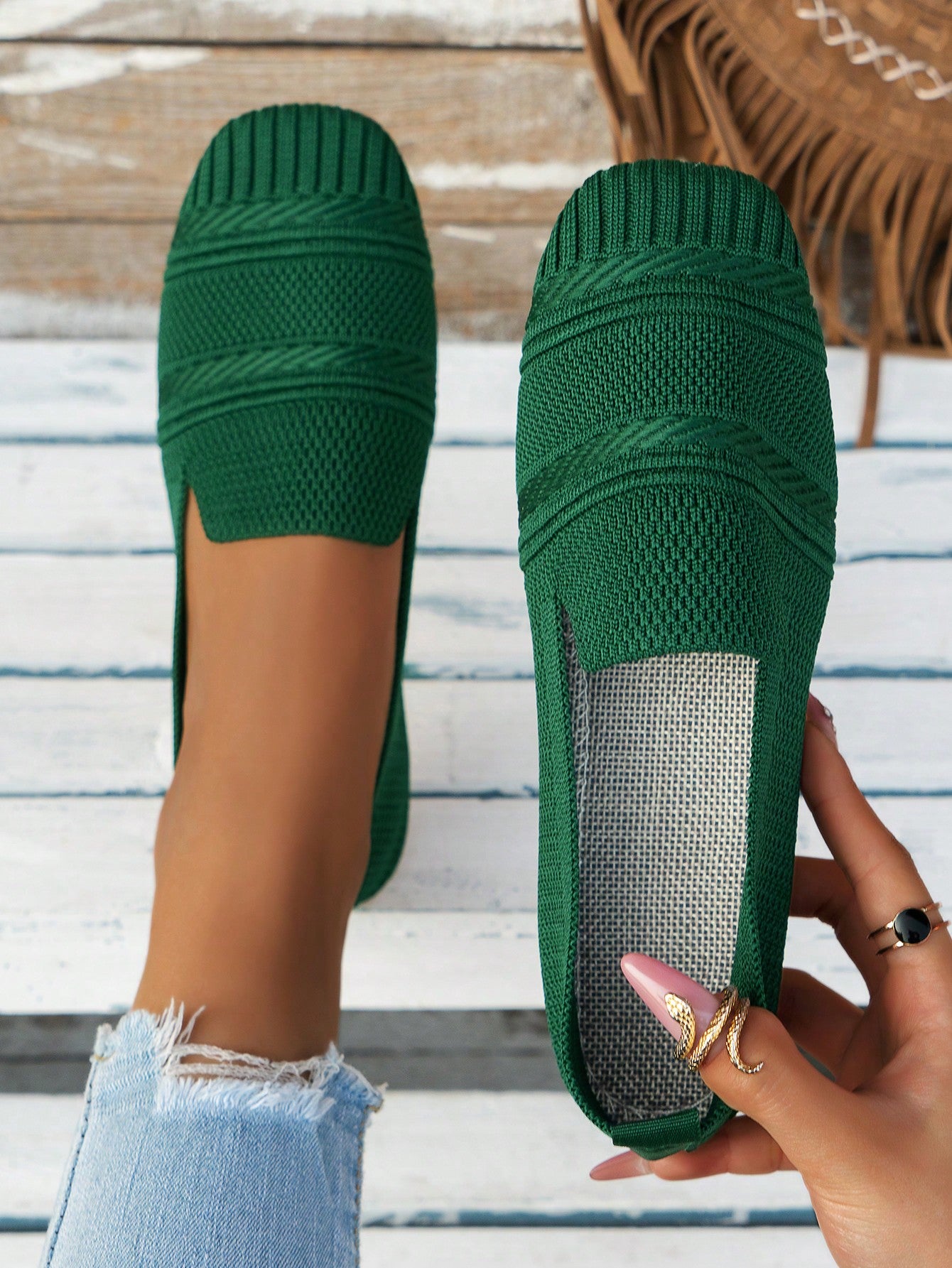 Outdoor Fashion Square Toe Breathable Women's Flat Shoes