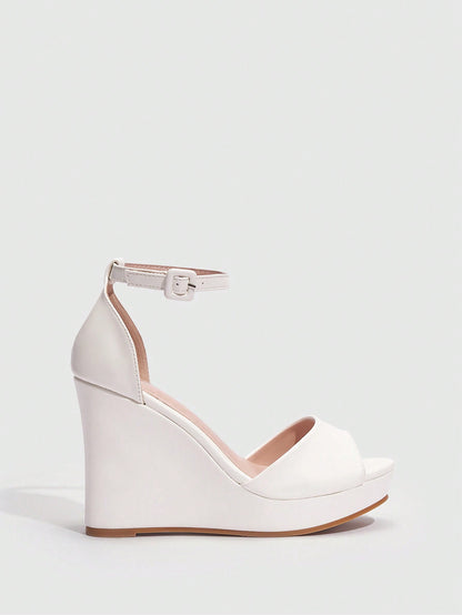 CUCCOO BIZCHIC Woman Shoes Fashionable Outdoor Wedge Heel Peep-Toe Shoes Wedding Shoes For Summer Graduation Heels Prom Heels Vacation Shoes Summer Sale Elegant Basics Business Casual Business Chic Christmas Fall New Year Holiday