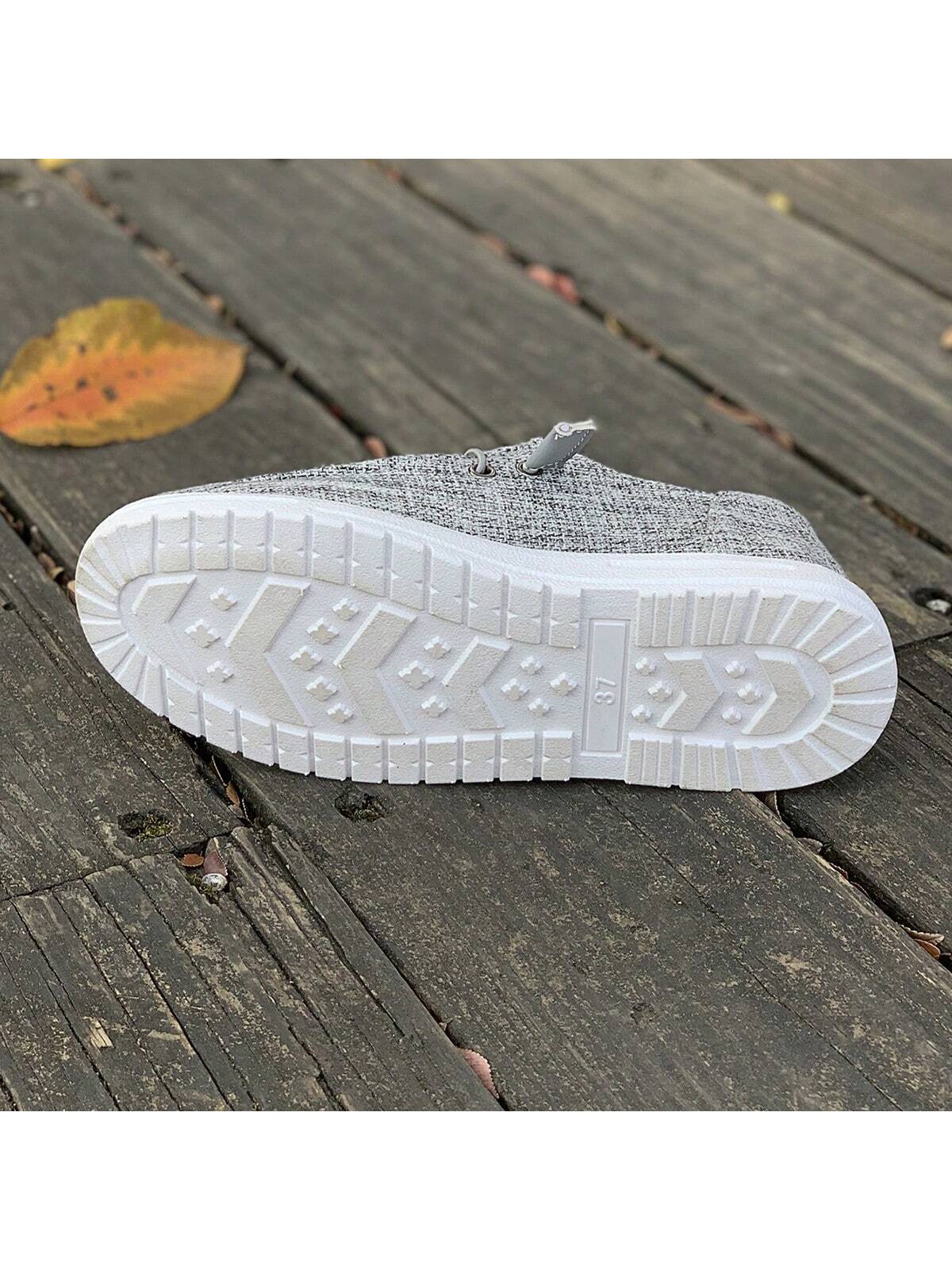 1 Pair Women's Slip-Resistant Round Toe Canvas Comfortable Lightweight Flat Shoes