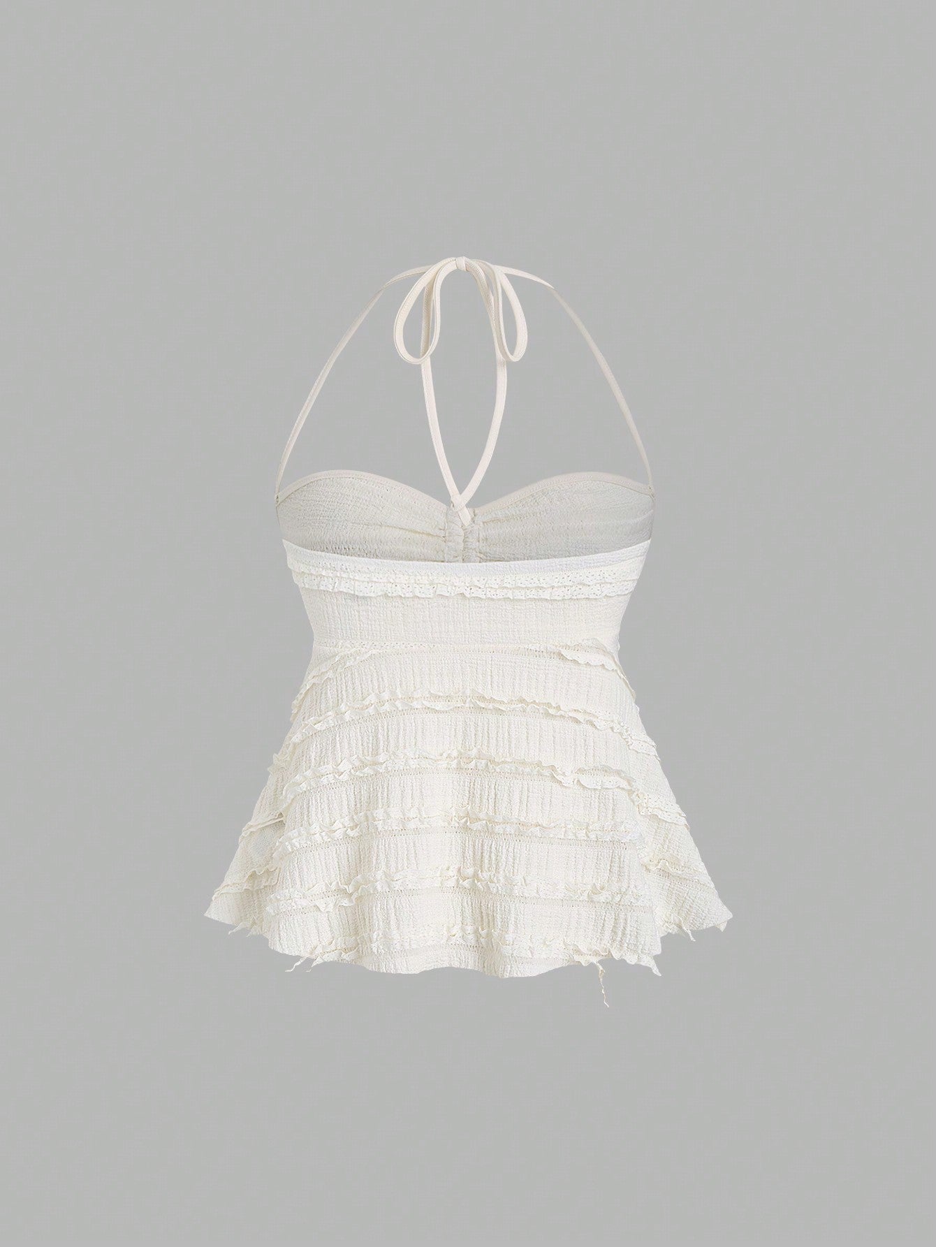 Sweetra Solid Color Drawstring Halter Backless Sexy Summer Tank Top