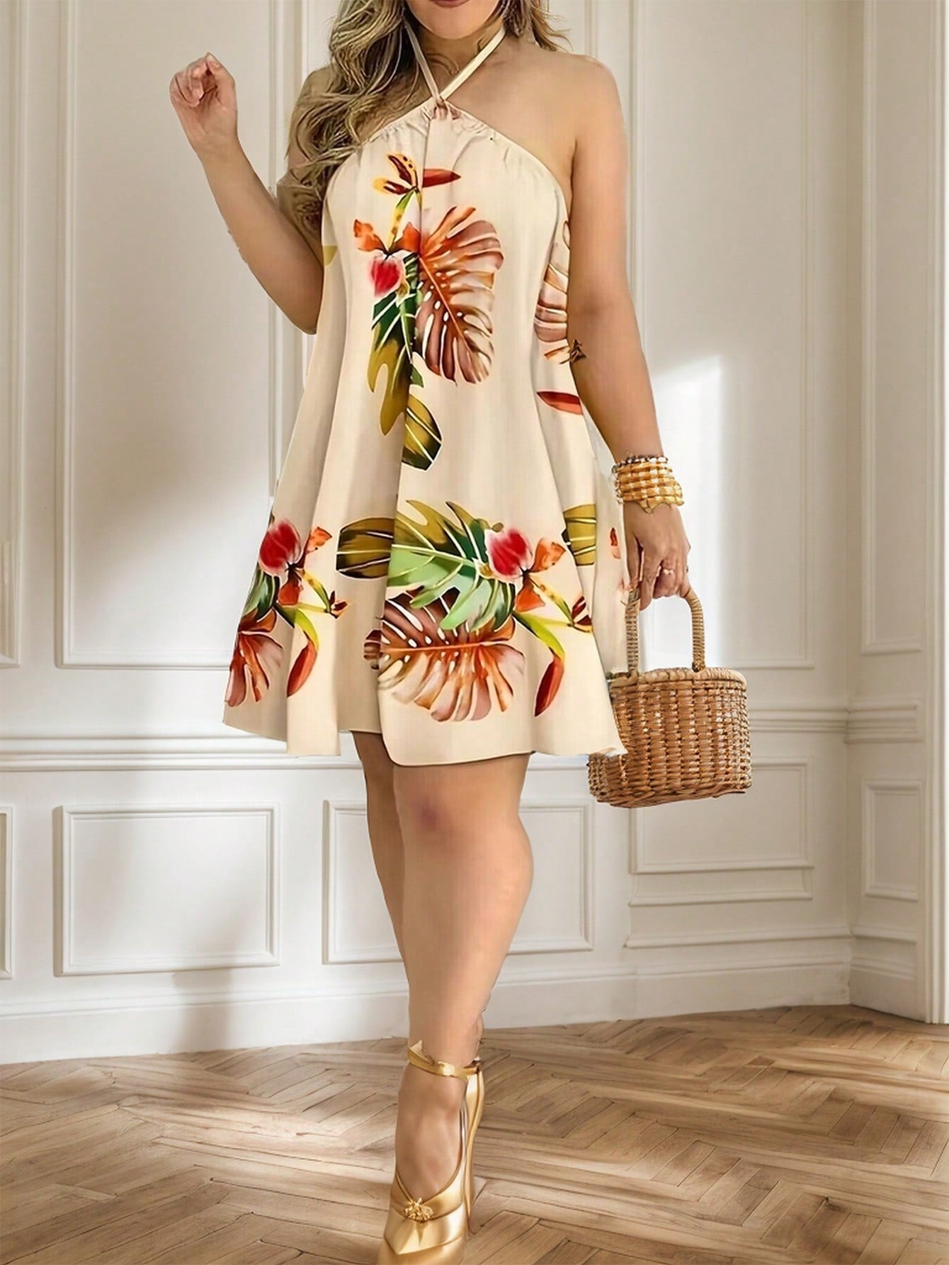 Relaxiva Women Fashionable Summer Halter Neck Sleeveless Dress