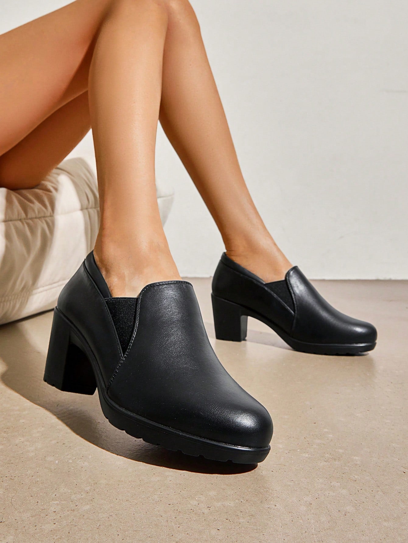 Women's Chunky Low Block Heel Pumps Comfort Oxfords Shoes Casual Loafers