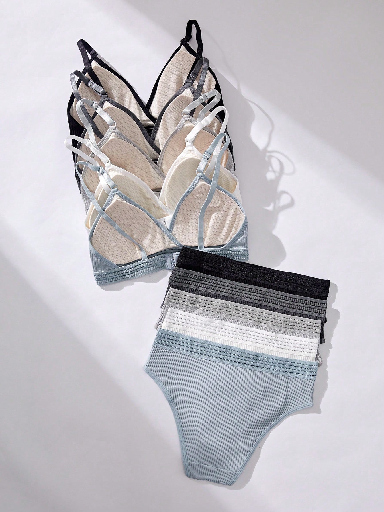 Underwear&Sleepwear Basics Women's Plain Simple Bra & Panty Daily Fashionable Casual10pcs/Set