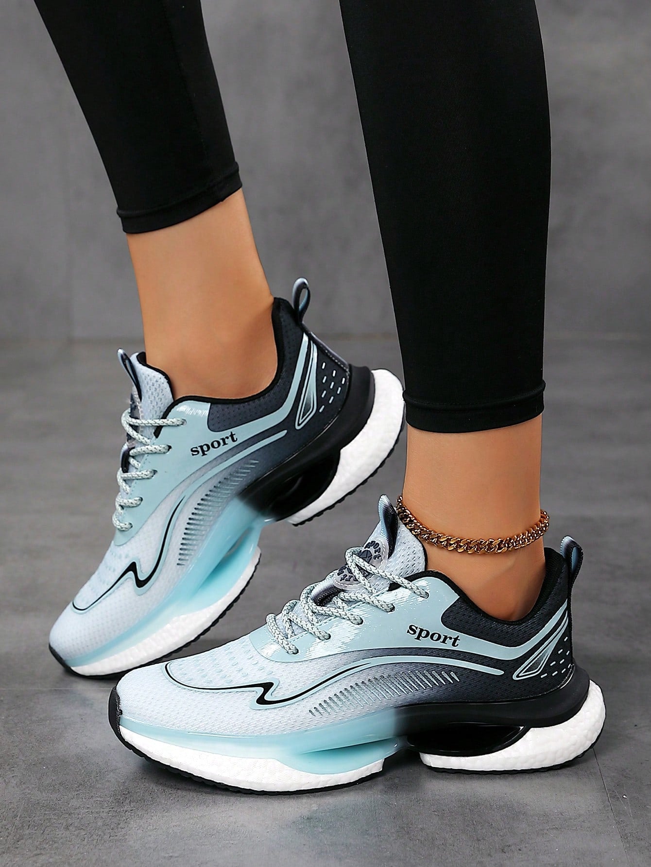 Women's Large Size Shoes (36-45) Spring And Autumn Mesh Sports Shoes, Ultra-Light, Shock-Absorbing, Running Shoes, White Laced Shoes