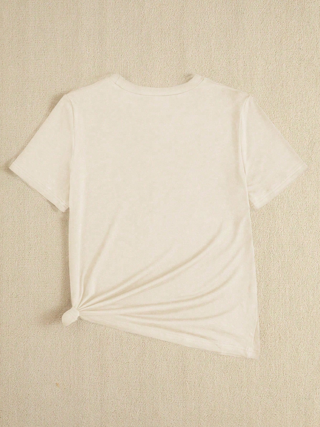 Slayr Women's Slim Fit Casual Short Sleeve T-Shirt, Summer Outfit, Leisure & Comfortable, Round Neck, Fashionable Streetwear, Printed With 'Smile Through The Pain' And Bear Design, Smile Through The Pain Graphic Tees Women Tops