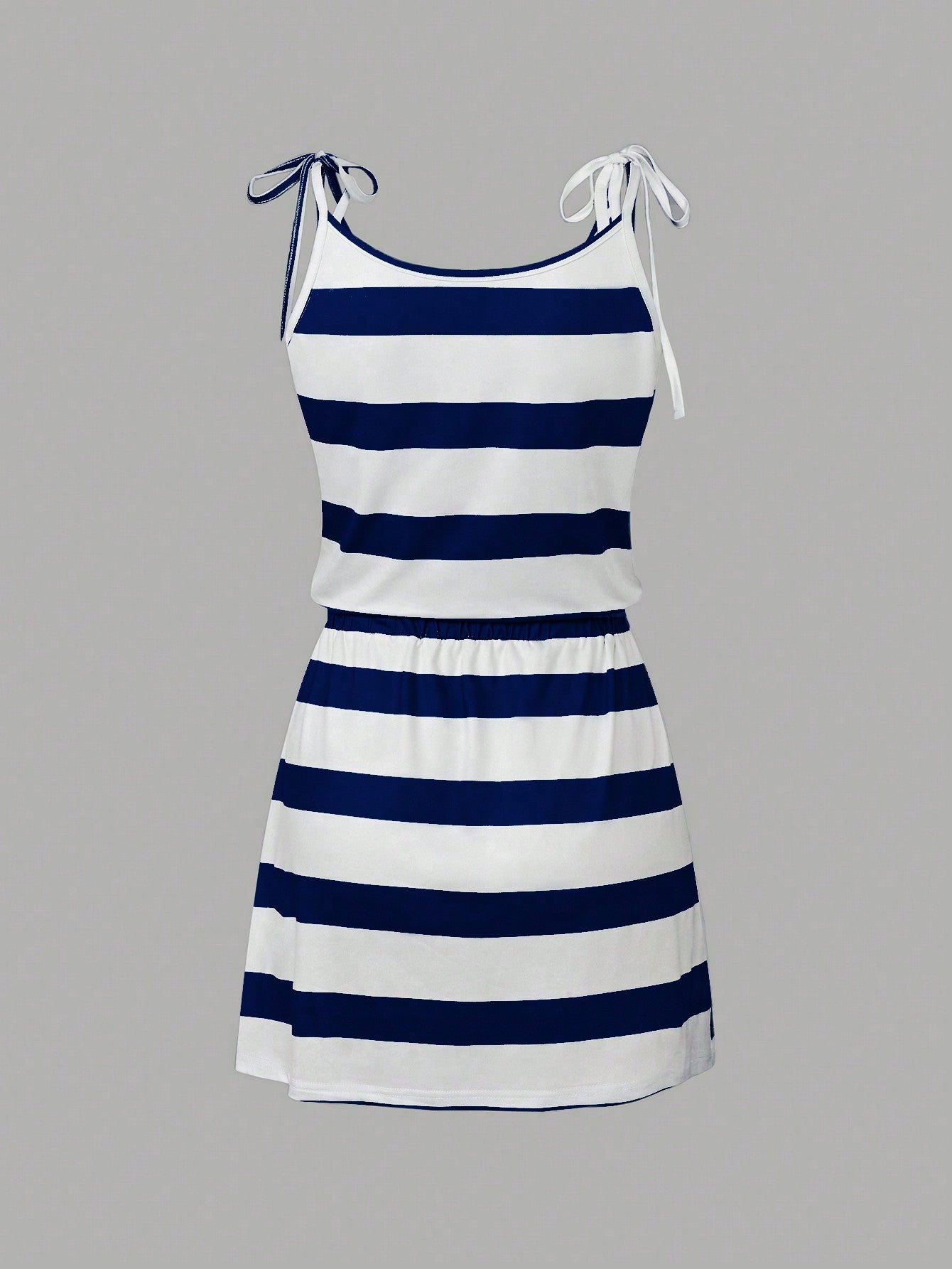 EMERY ROSE Women's Summer Striped Sleeveless Casual Dress With Waist Tie And Double Pockets
