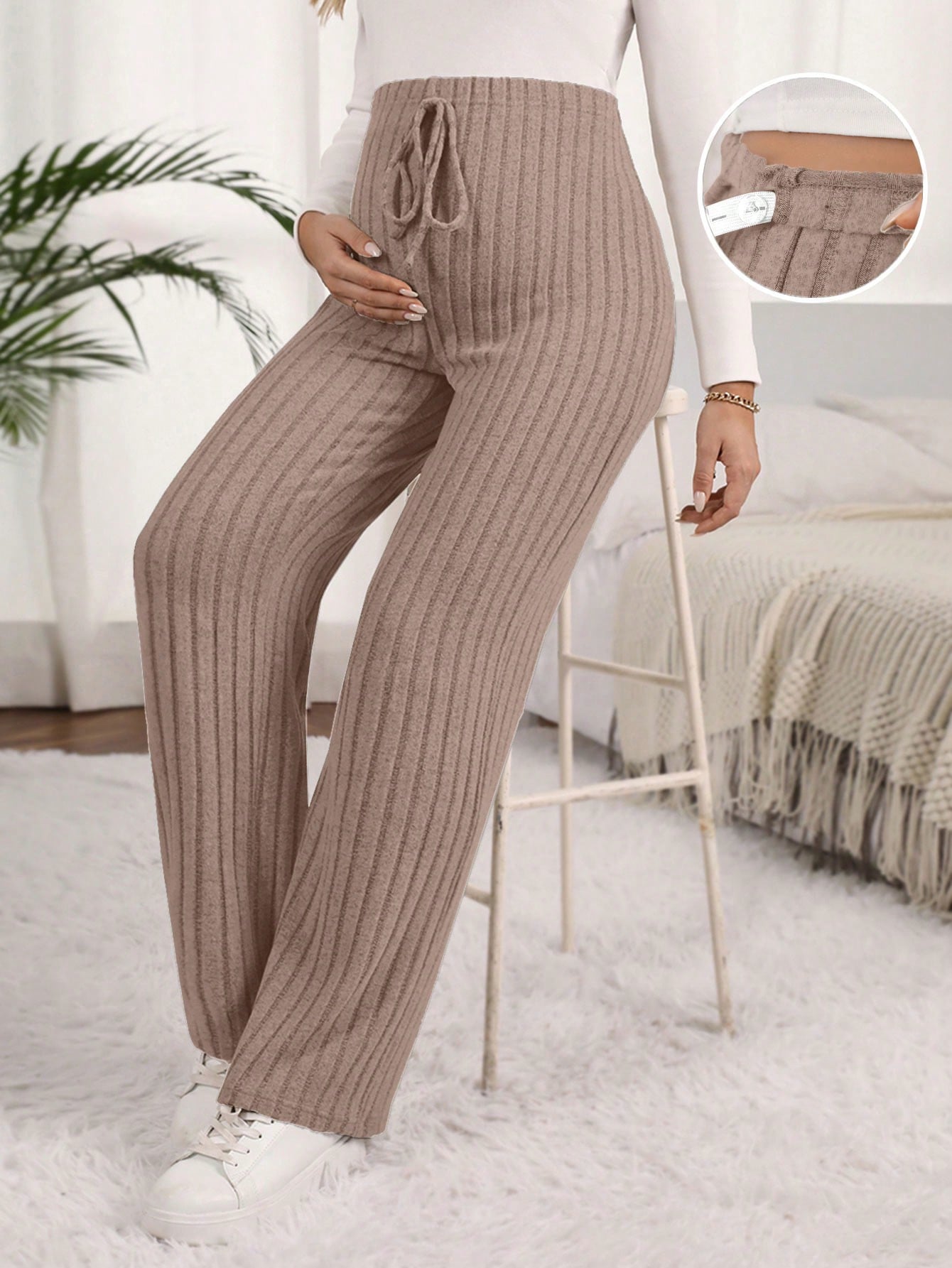 Maternity High Waisted Ribbed Pants