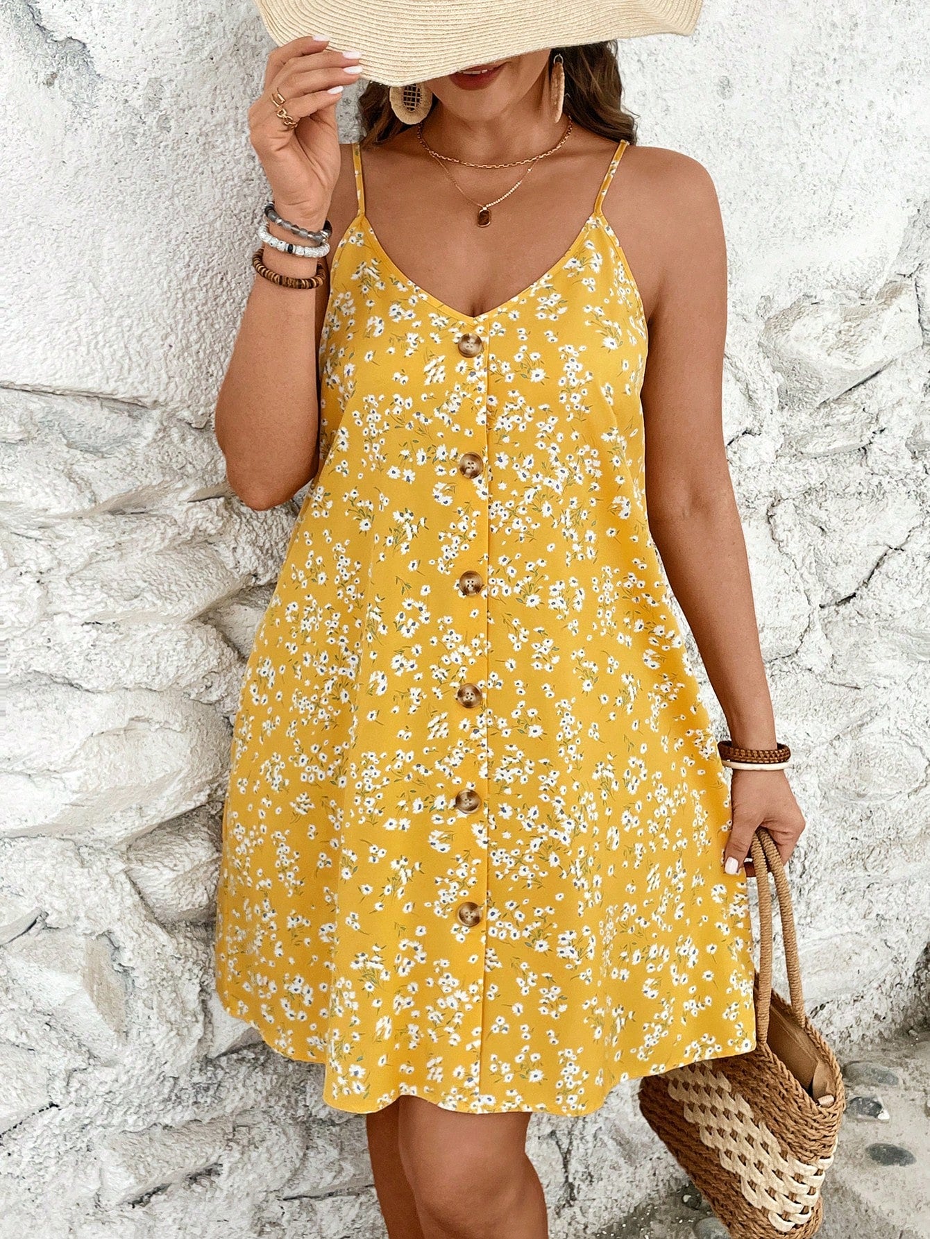 VCAY Plus Size Vacation Spaghetti Strap Dress