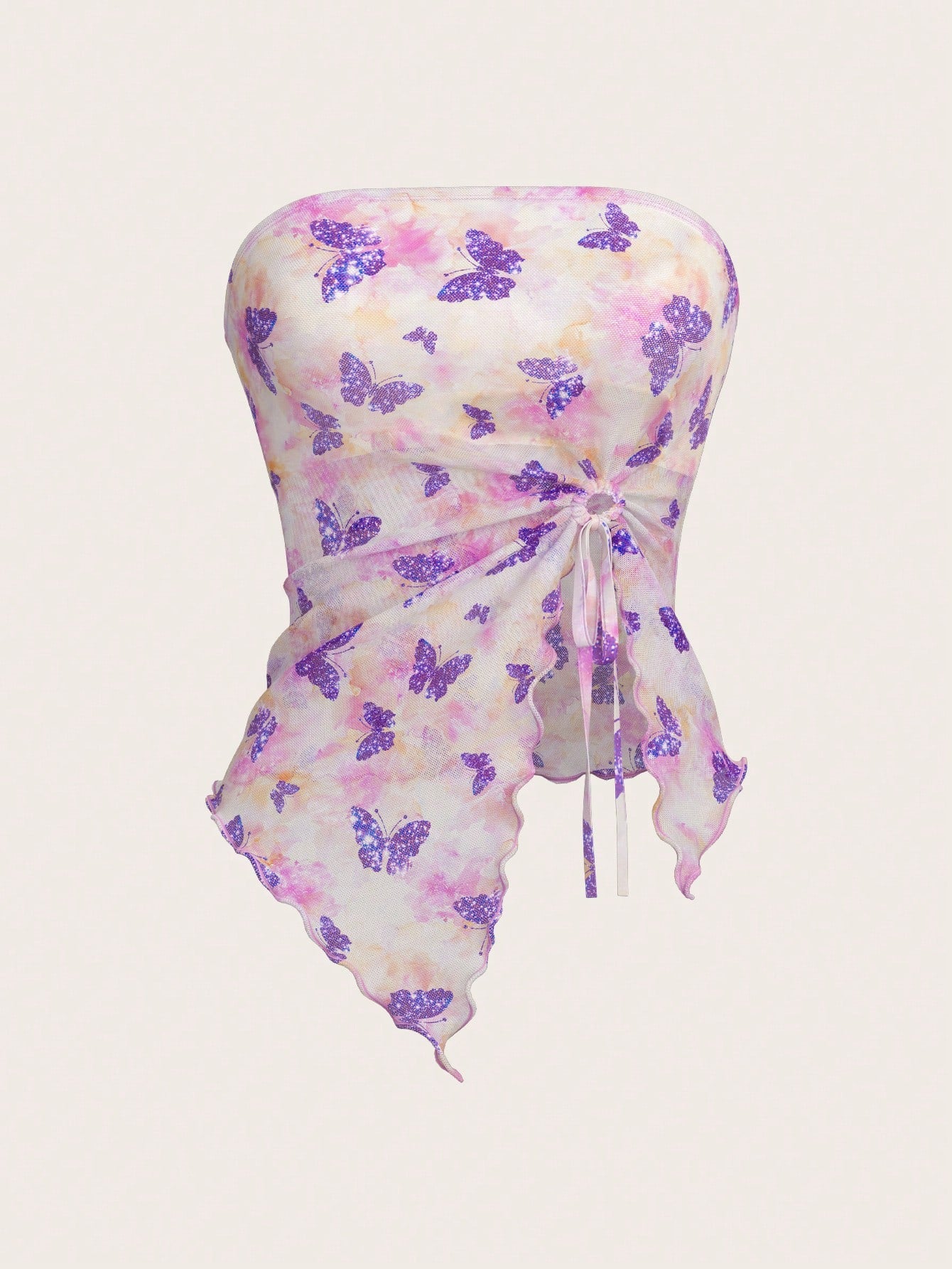 ICON Drawstring Side Asymmetrical Hem Tube Asymmetrical Top