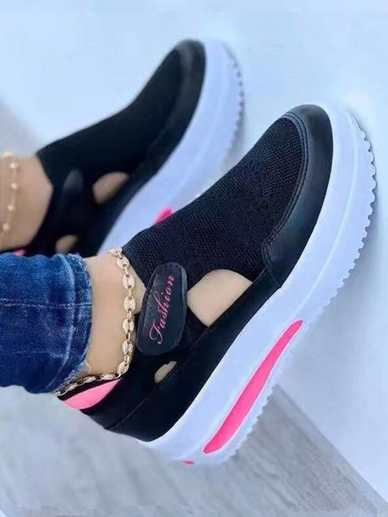 Women's Cross-Border Mesh Sneakers, Spring New Shoes, Men & Women Shoes, Low Heel Flat Casual Sports Shoes, Anti-Slip Thick Bottom (Random Delivery)