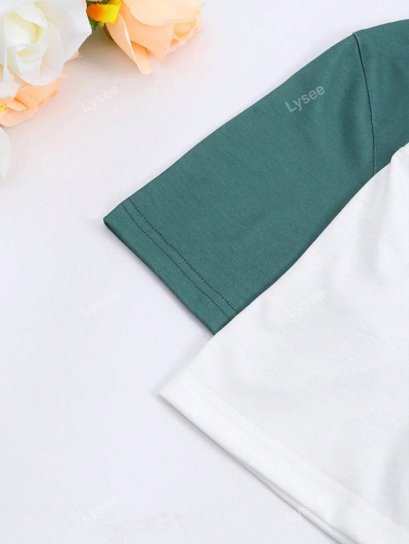 Casual Fashion Formal Button Short Sleeve Printed V-Neck Women T-Shirt