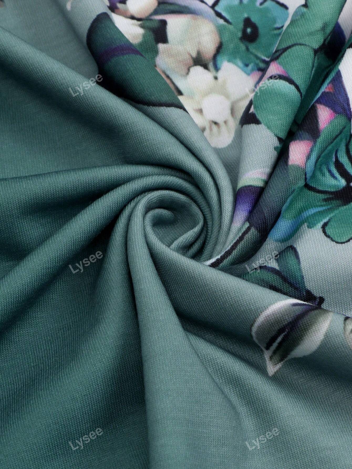 Casual Fashion Formal Button Short Sleeve Printed V-Neck Women T-Shirt