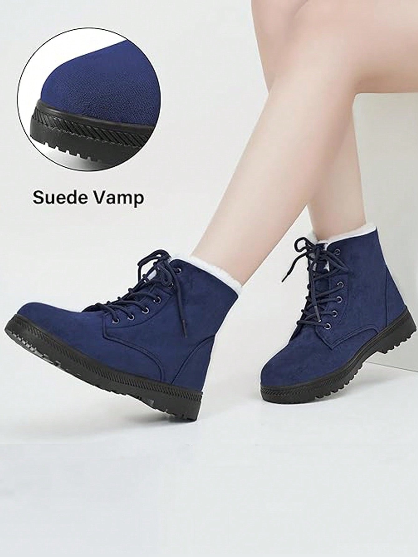 Women's Short Snow Boots, Size 35-44, Warm, Anti-Slip, Round Toe, Plus Size, Lightweight, High-Top, Flat Heels, Casual Mid-Aged Female Shoes