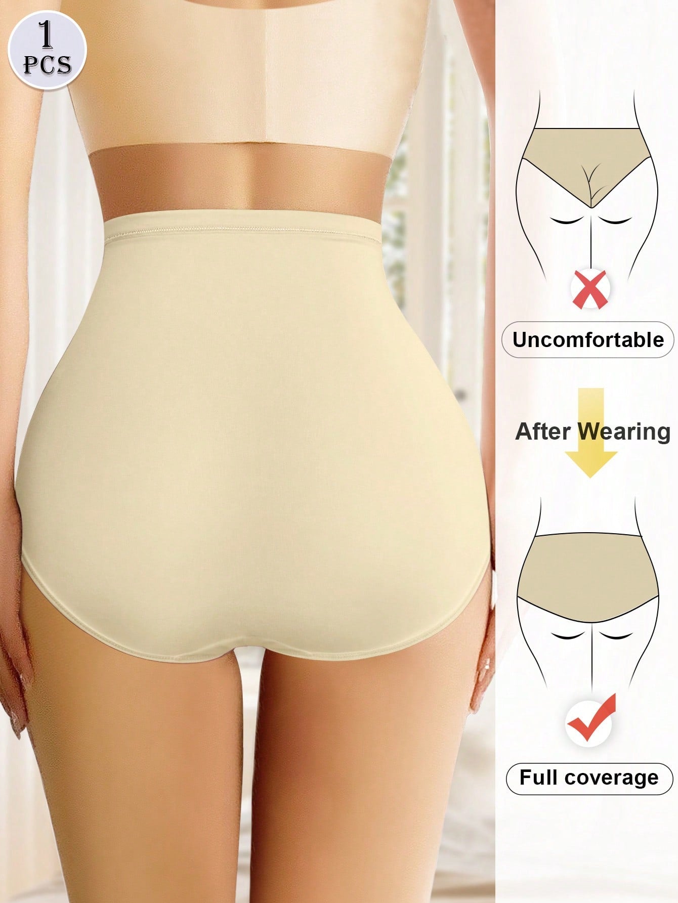 MEIYATING High Waist Tummy Control Ice Silk Seamless Women's Panties, Comfortable Triangle-Shaped Body Sculpting Butt Lifting, Lightweight For Summer
