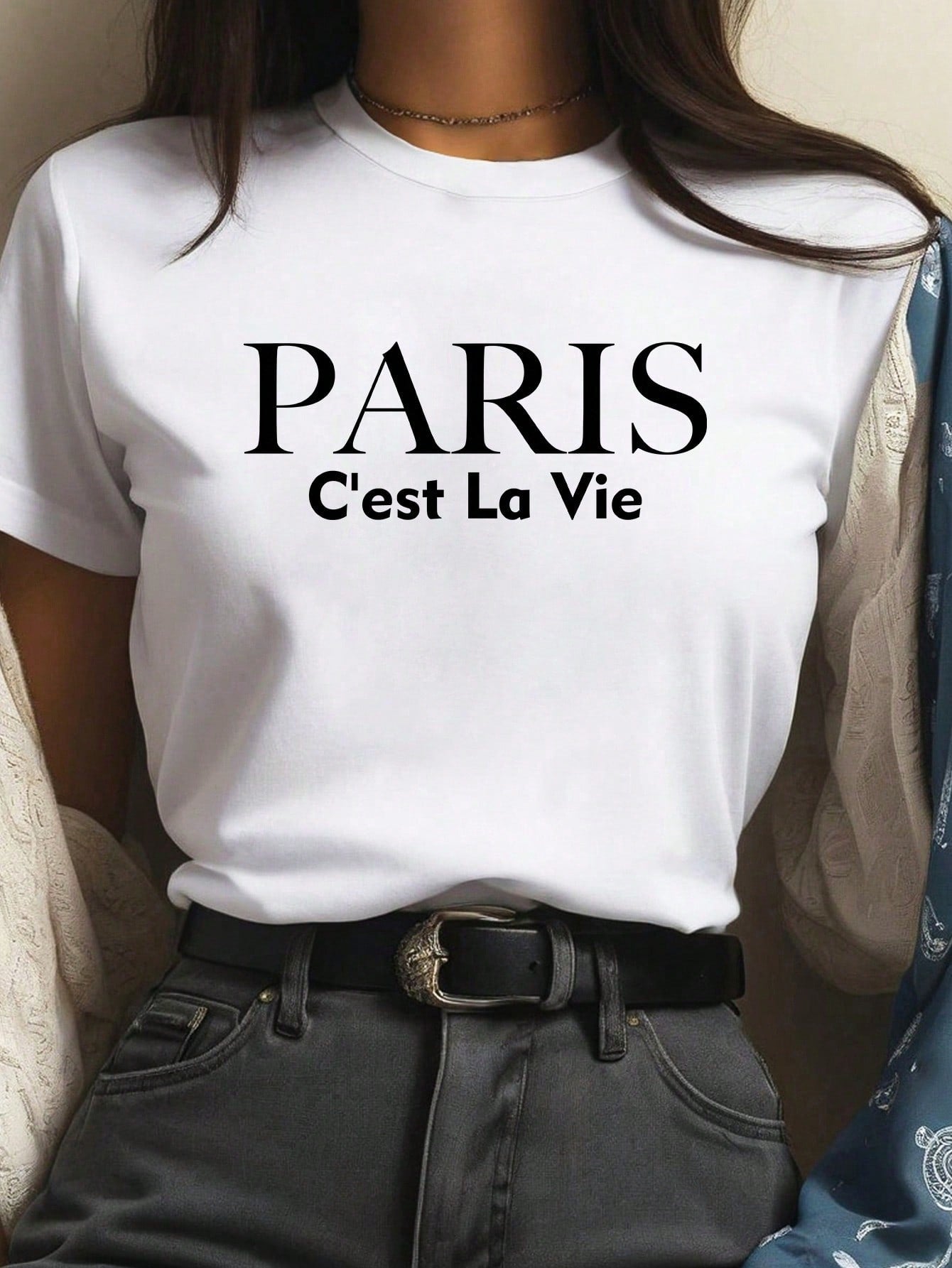 EZwear 5PCS Women's Slogan Letter Printed T-Shirt Short Sleeved Casual Top Graphic Tees Women Tops