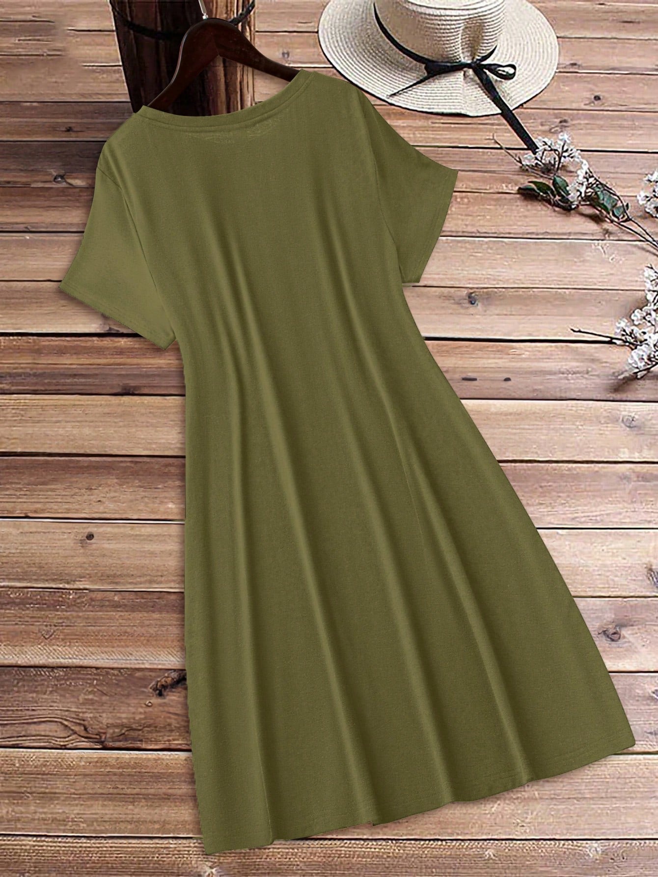 EMERY ROSE Women's Casual Love Print Round Neck Short Sleeve Bodycon Mini Dress, Summer