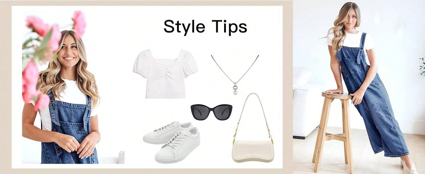 PiePieBuy PiePieBuy Women's Casual Denim Overall Jumpsuit , Loose Adjustable Shoulder Straps Make Old Denim Cargo Belt Pockets