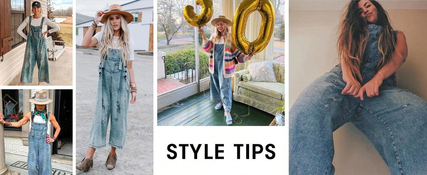 PiePieBuy PiePieBuy Women's Casual Denim Overall Jumpsuit , Loose Adjustable Shoulder Straps Make Old Denim Cargo Belt Pockets
