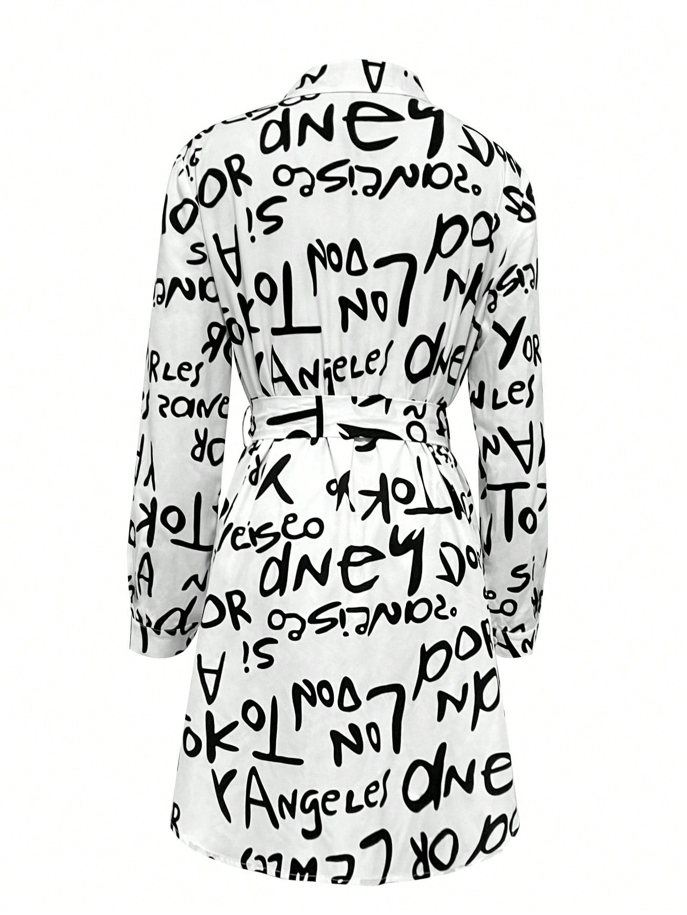 LUNE Shirt Collar Long Sleeve Printed Button Design Casual Women's Dress