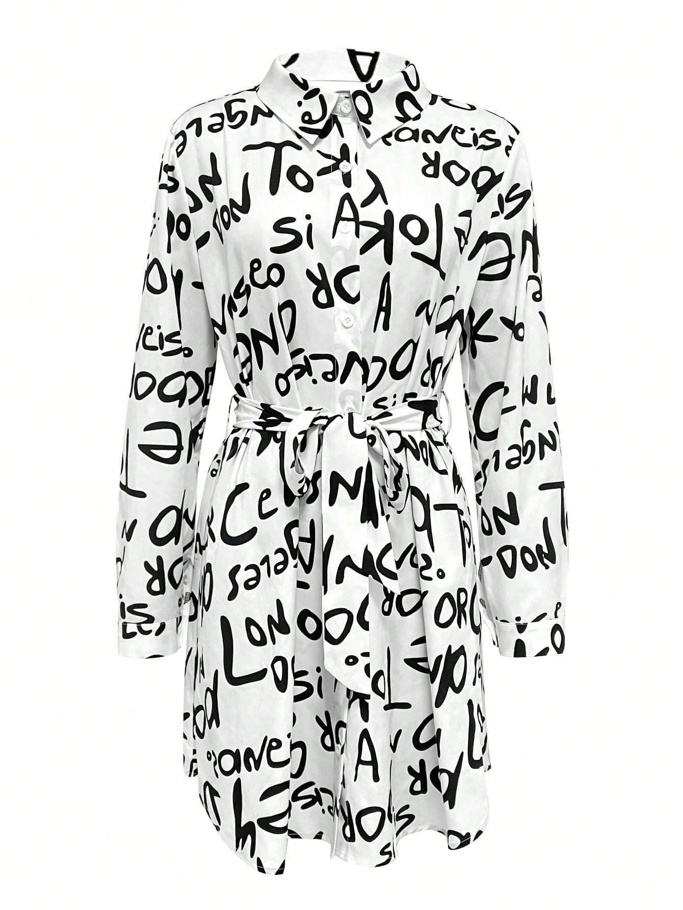 LUNE Shirt Collar Long Sleeve Printed Button Design Casual Women's Dress