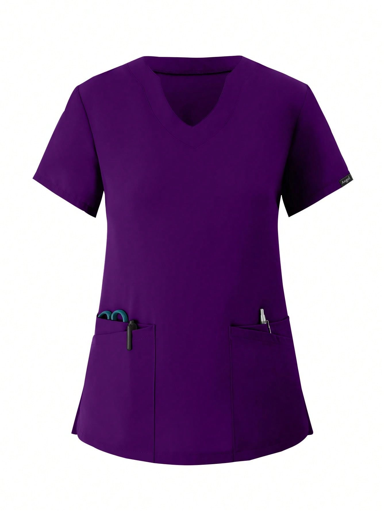 Women's Matte Elastic Jogging Nurse Uniforms Scrub Set, Breathable Pocketed Workwear For Hygiene And Hand Cleaning