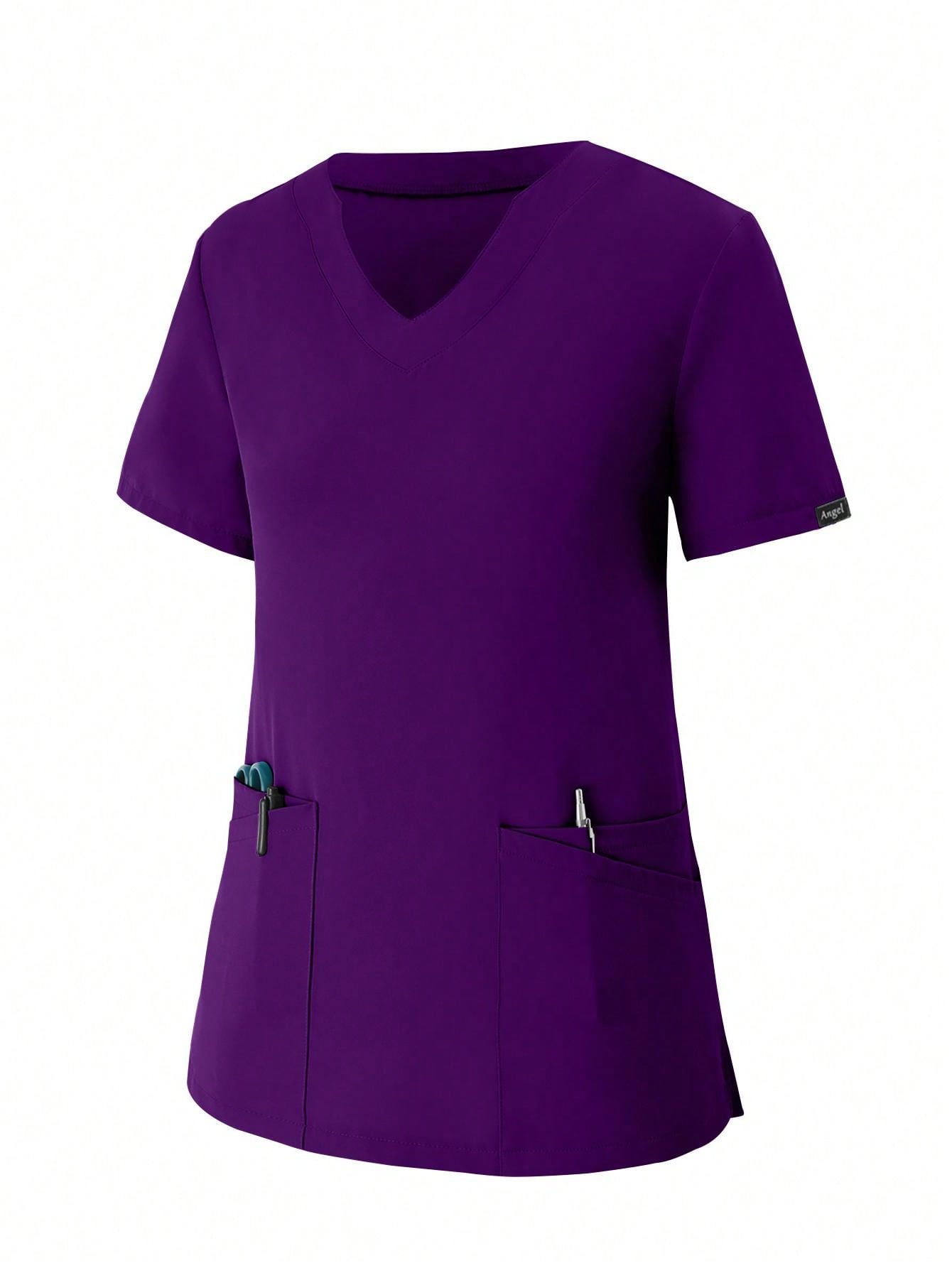 Women's Matte Elastic Jogging Nurse Uniforms Scrub Set, Breathable Pocketed Workwear For Hygiene And Hand Cleaning