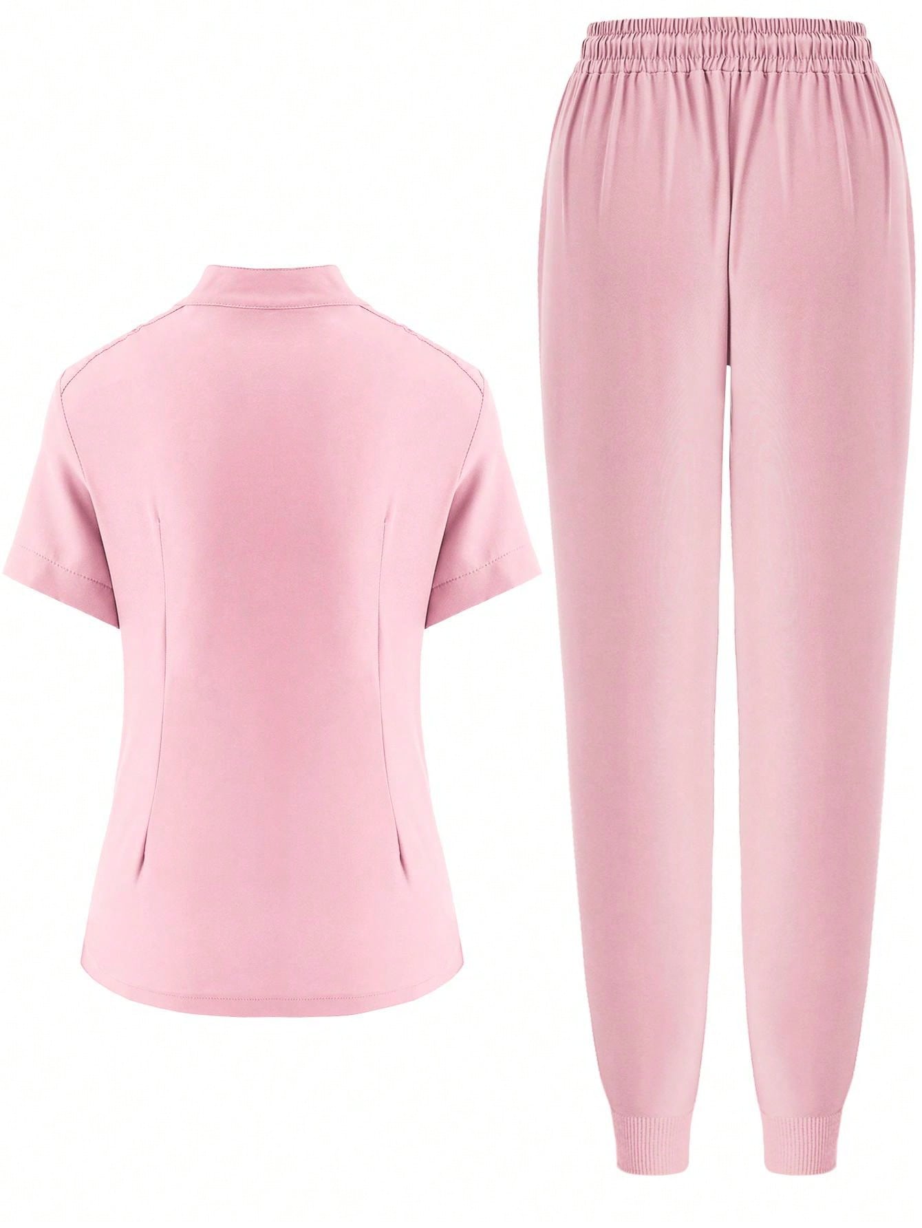 Women's Elastic Jogging Scrub  Uniform, Breathable Anti-Static Pocket Coat & Pants Set