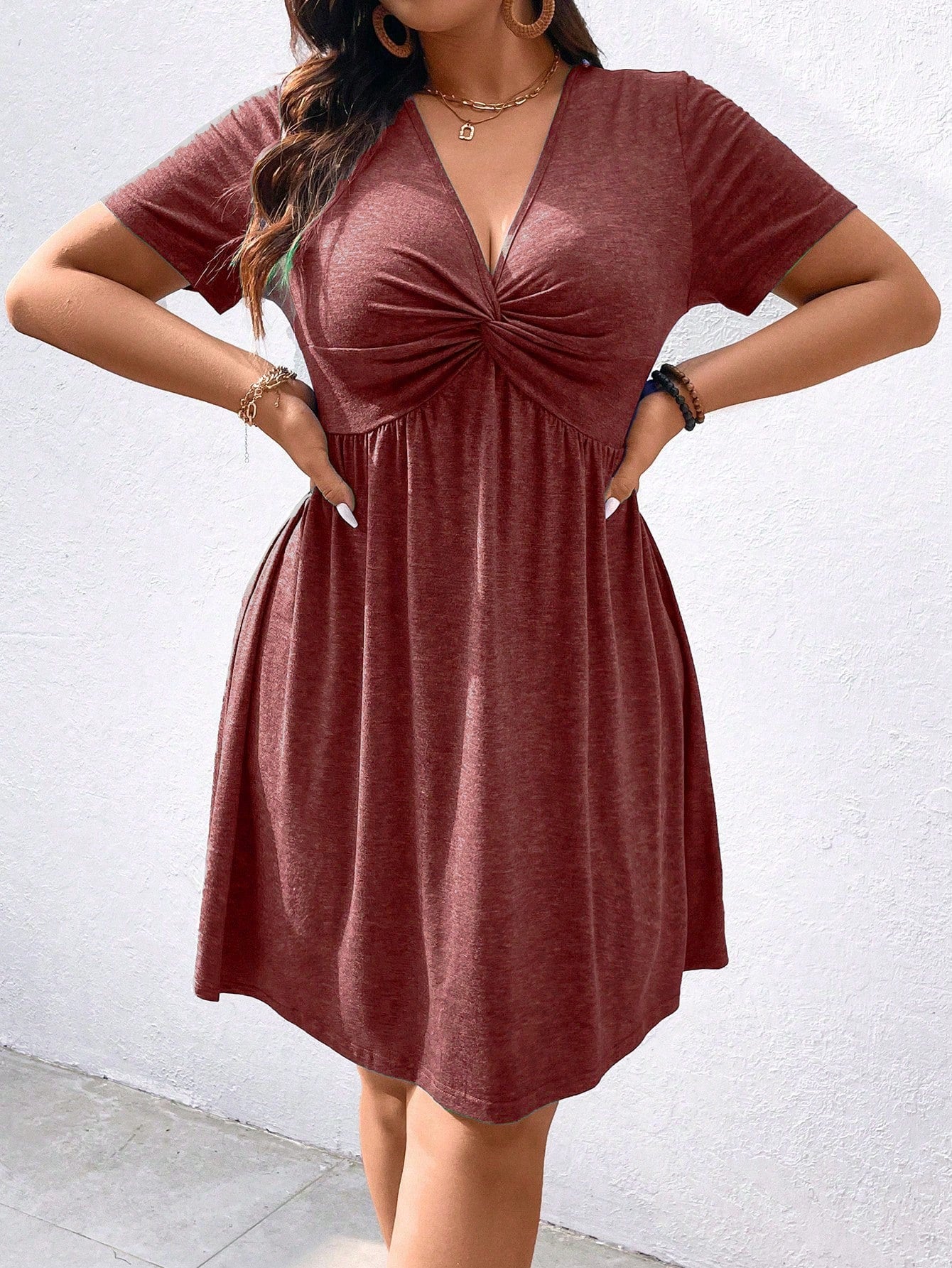 LUNE Plus Twist Front A-Line Dress