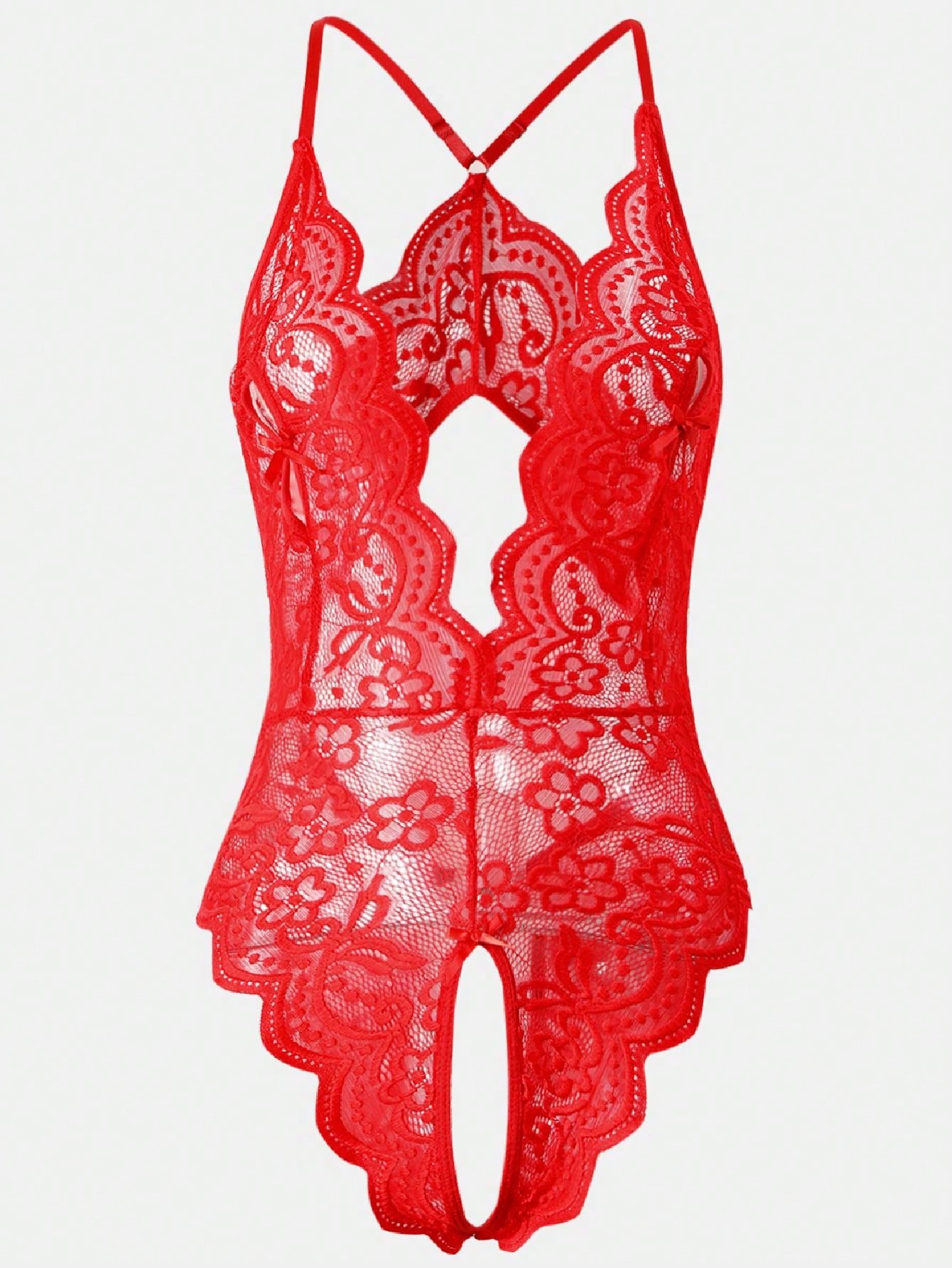 Lace Crotchless Sexy Lingerie Bodysuit, Stretchy, Alluring, Personalized