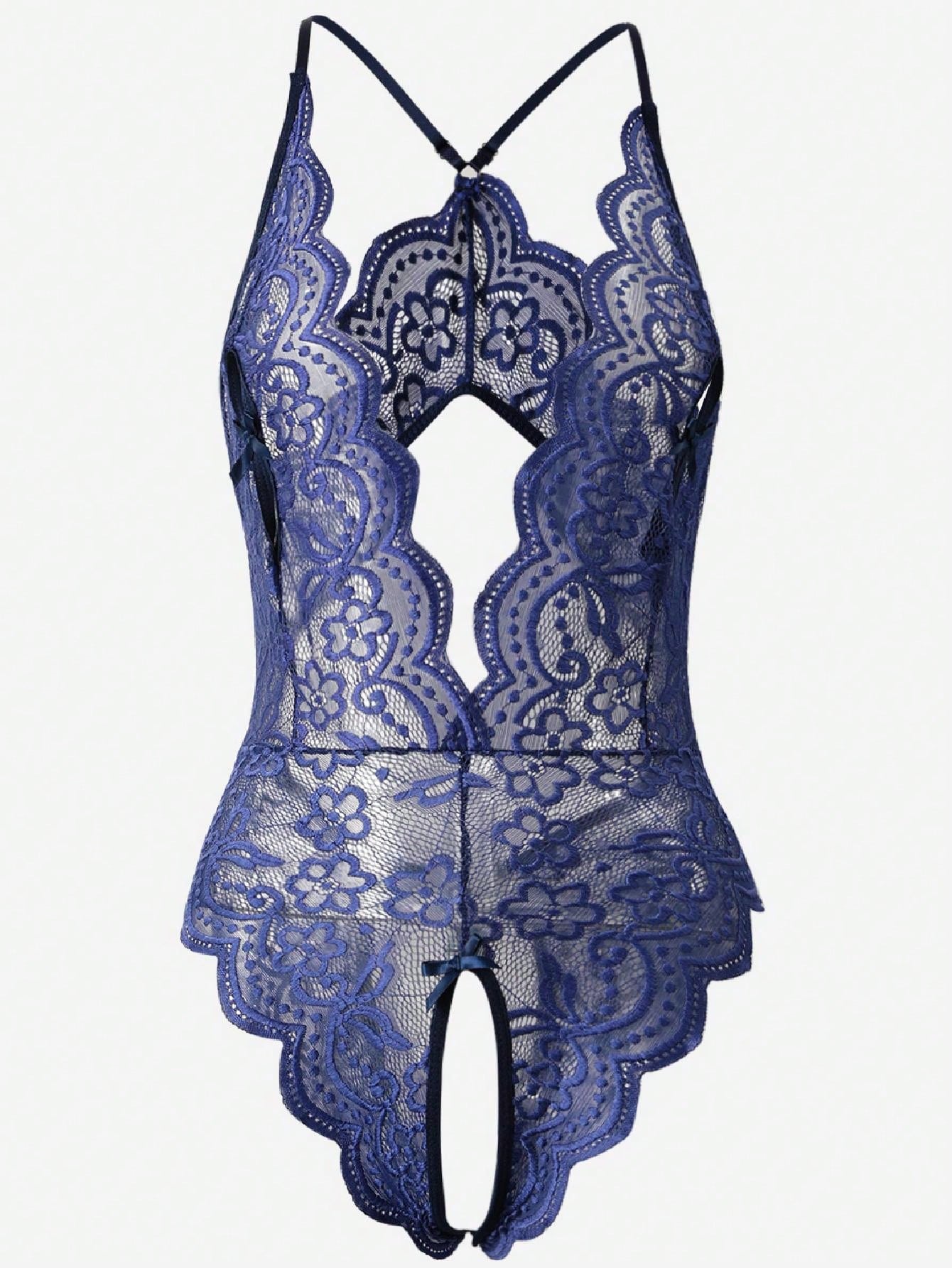 Lace Crotchless Sexy Lingerie Bodysuit, Stretchy, Alluring, Personalized