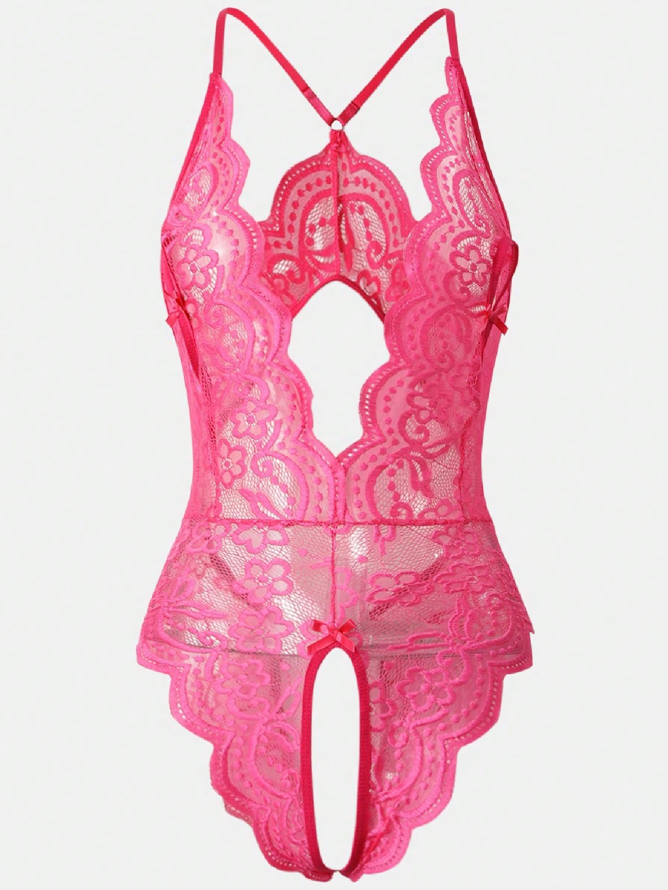 Lace Crotchless Sexy Lingerie Bodysuit, Stretchy, Alluring, Personalized