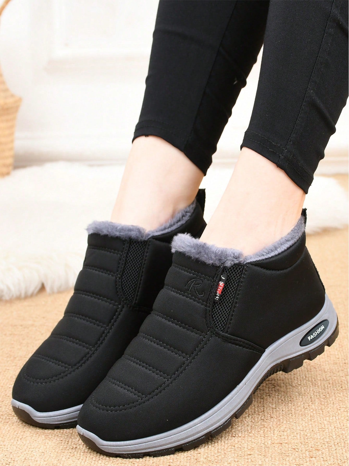 Women's Thickened Winter Shoes, Black Dress,Casual Soft Bottom Boots, Winter Corset