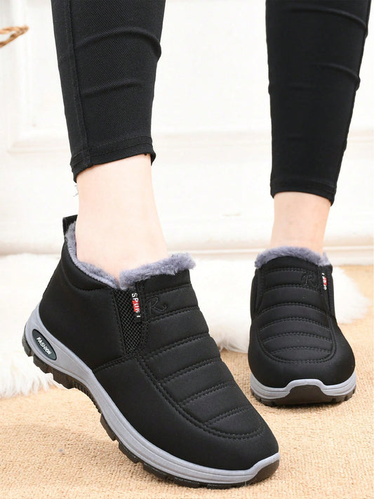 Women's Thickened Winter Shoes, Black Dress,Casual Soft Bottom Boots, Winter Corset