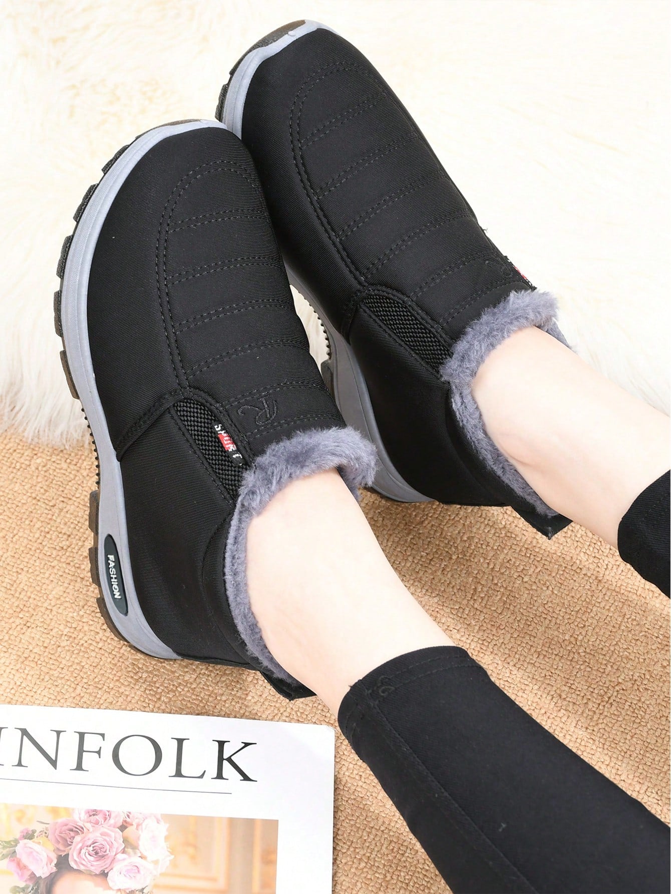 Women's Thickened Winter Shoes, Black Dress,Casual Soft Bottom Boots, Winter Corset