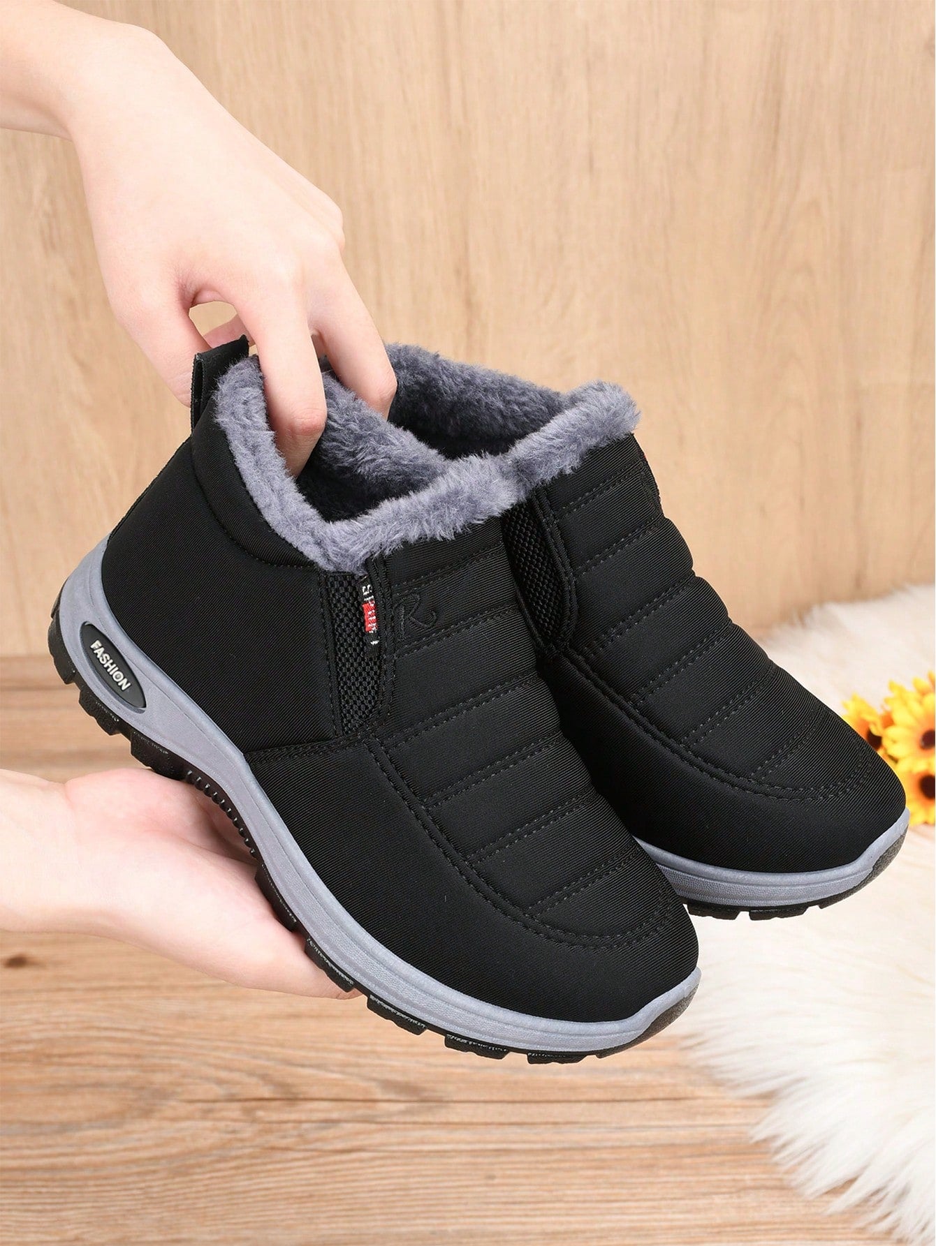 Women's Thickened Winter Shoes, Black Dress,Casual Soft Bottom Boots, Winter Corset