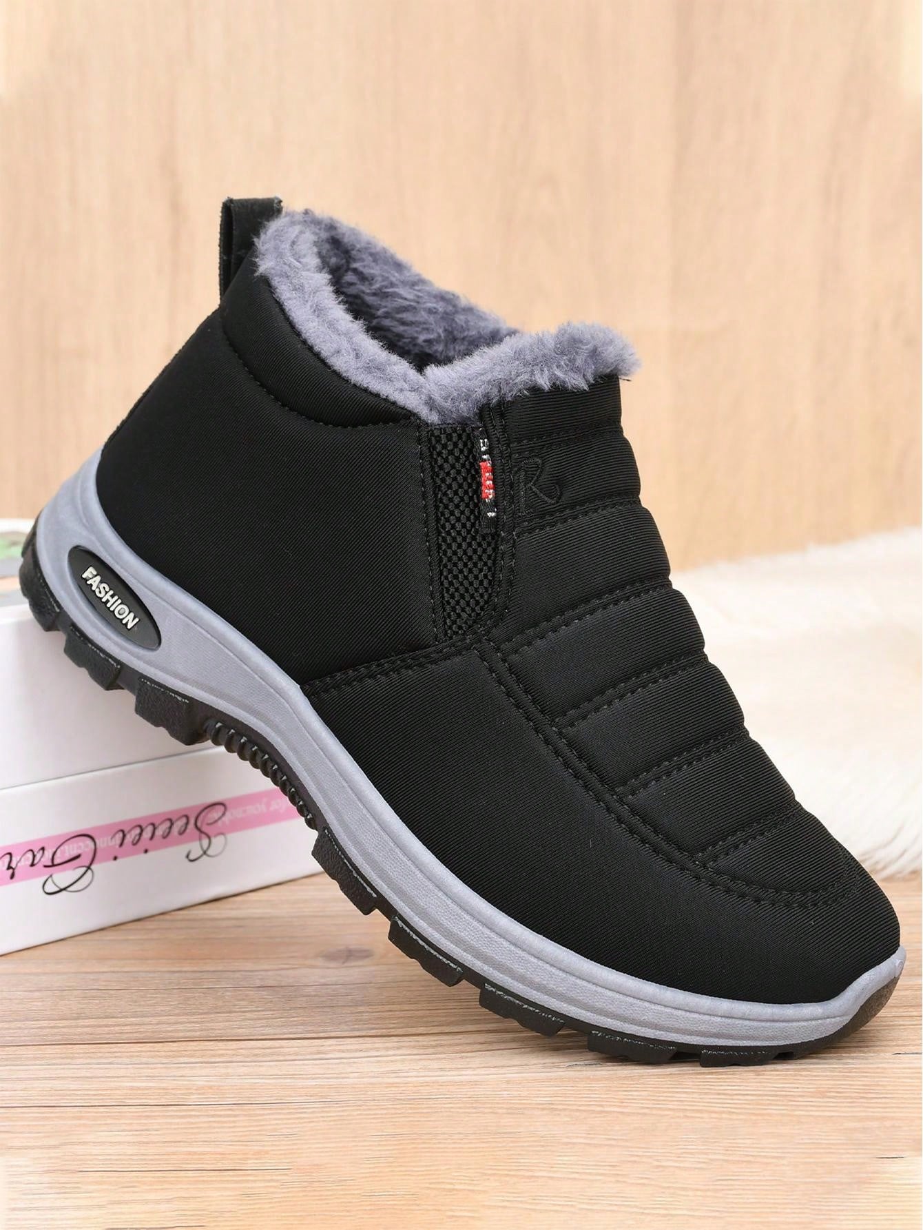 Women's Thickened Winter Shoes, Black Dress,Casual Soft Bottom Boots, Winter Corset