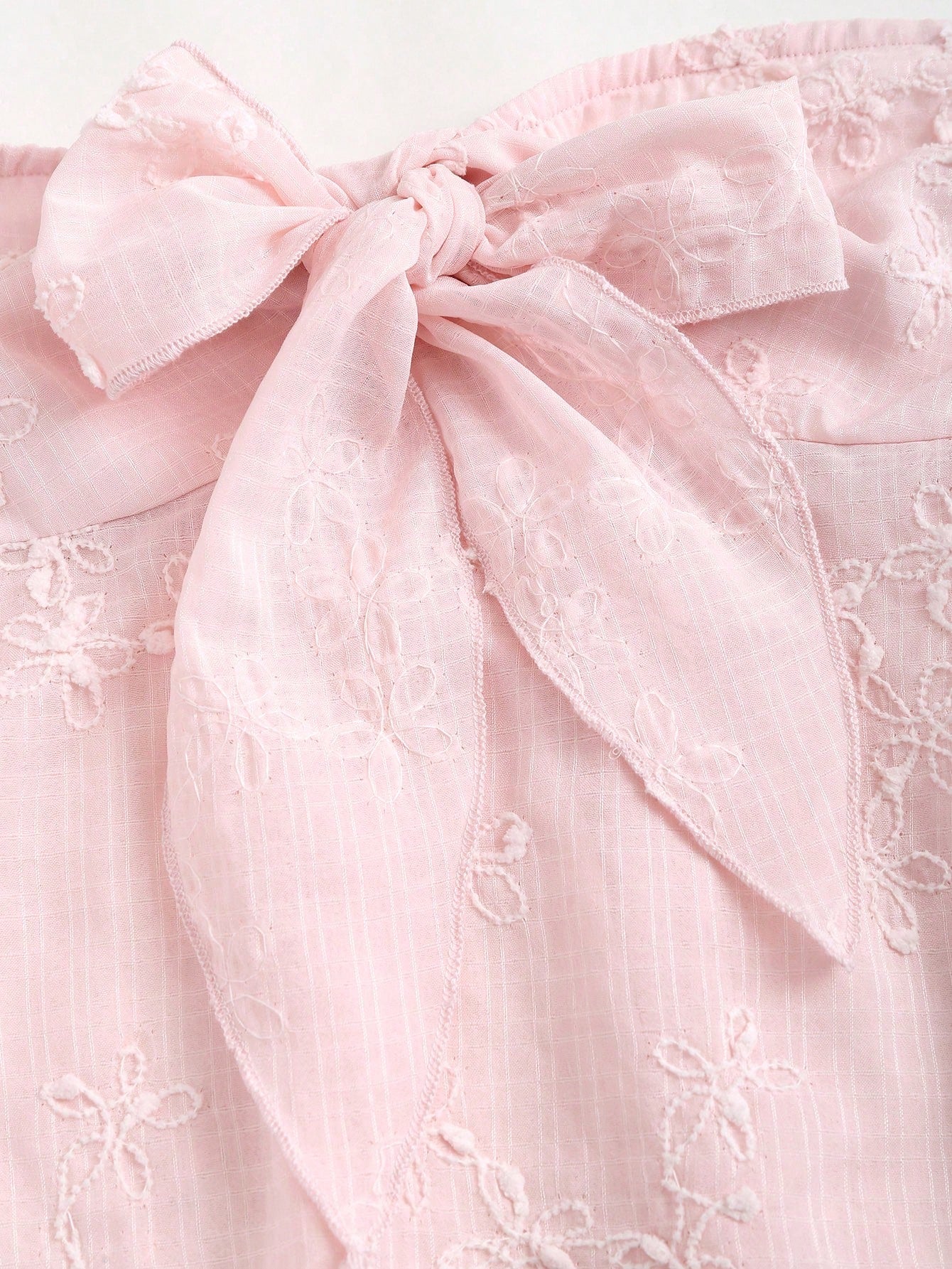 Sweetra Textured Fabric Knot Front Strapless Top Y2K Outfit 