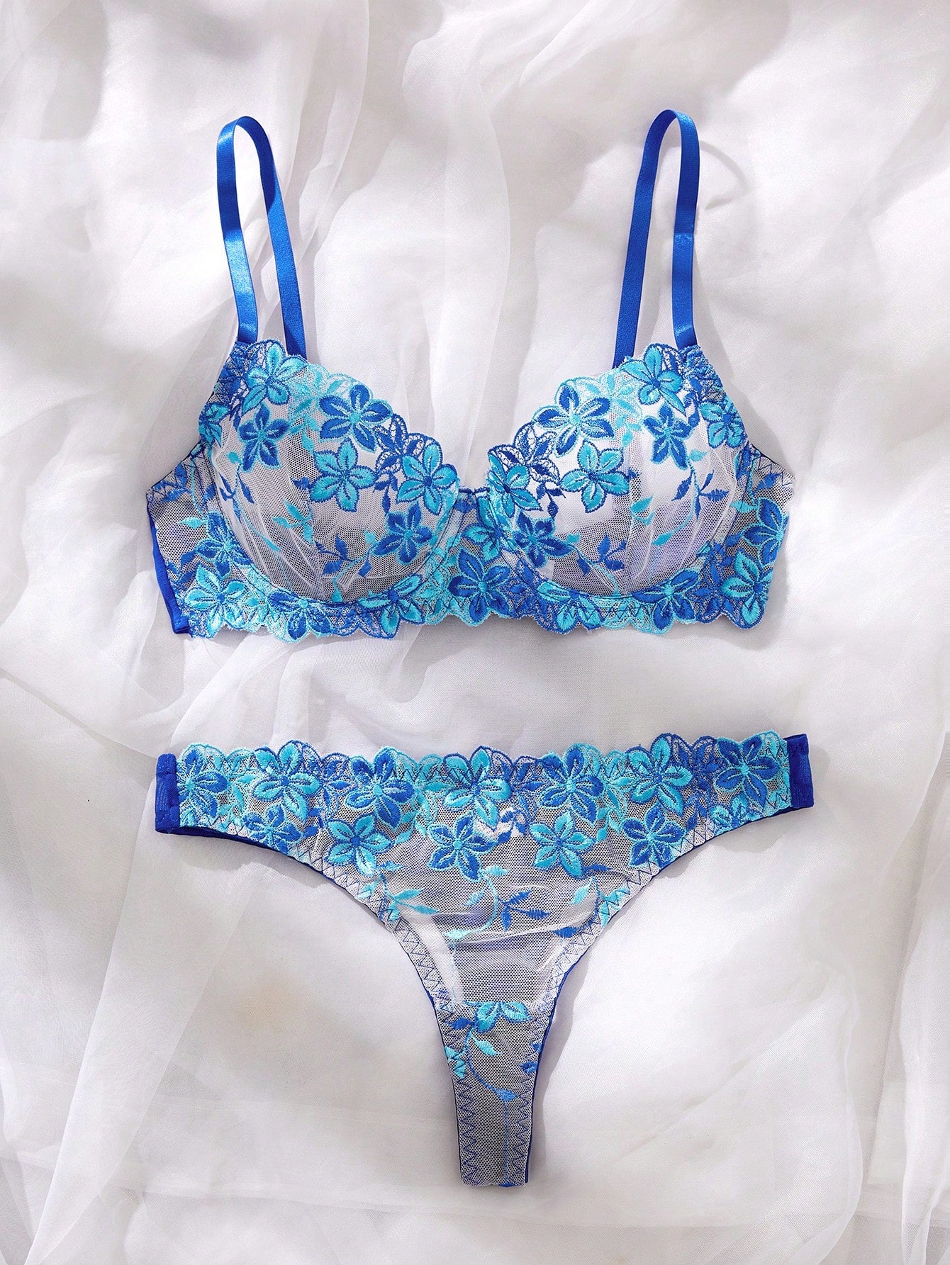 2pcs Romantic Pink Women's Bra And Panty Set With Underwire