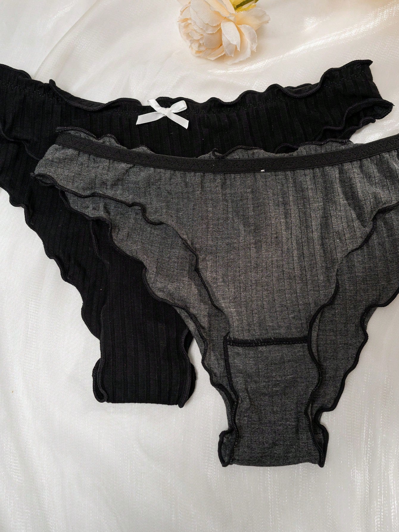 Underwear&Sleepwear Basics 7pcs Women's Colorblock Trimmed Bow Decorated Panties