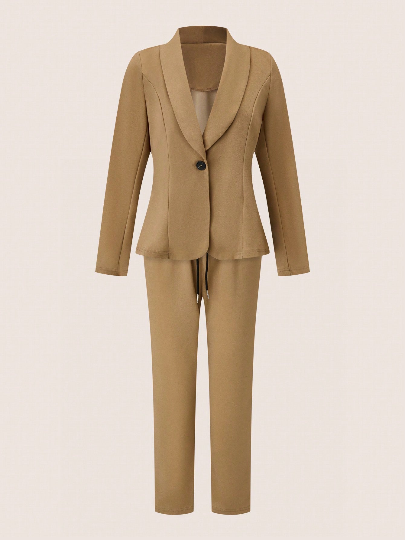 Clasi Shawl Collar Single Button Suit Jacket And Trousers Set