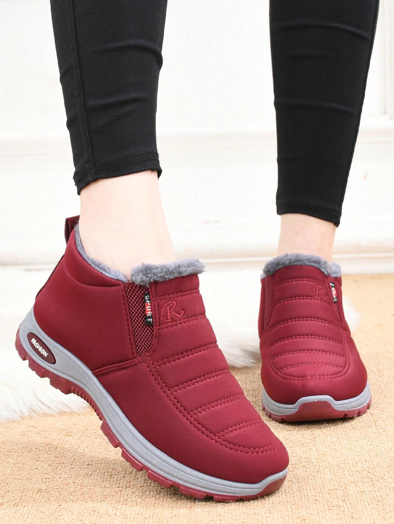 Women's Thickened Winter Shoes, Black Dress,Casual Soft Bottom Boots, Winter Corset