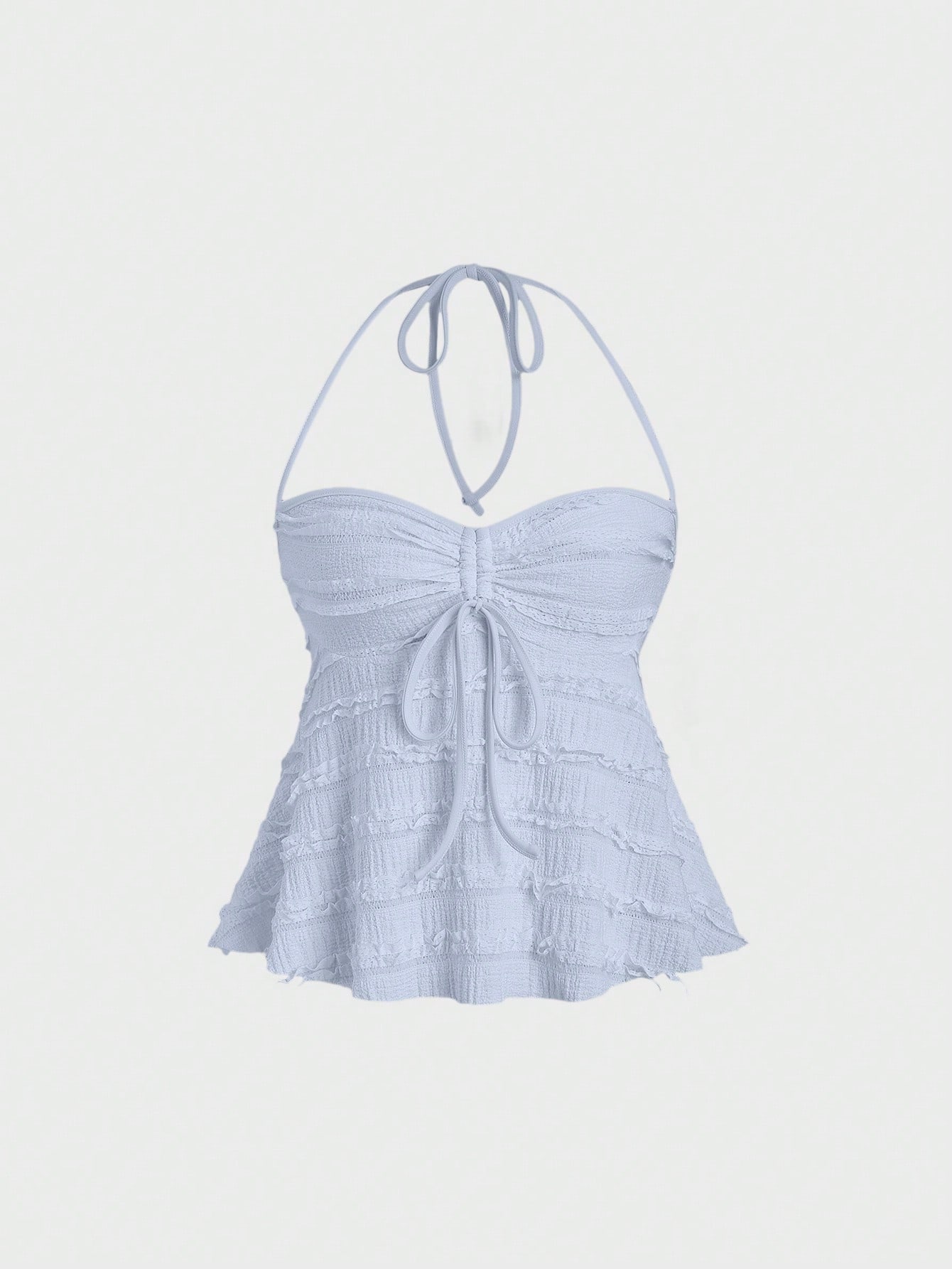 Sweetra Solid Color Drawstring Halter Backless Sexy Summer Tank Top